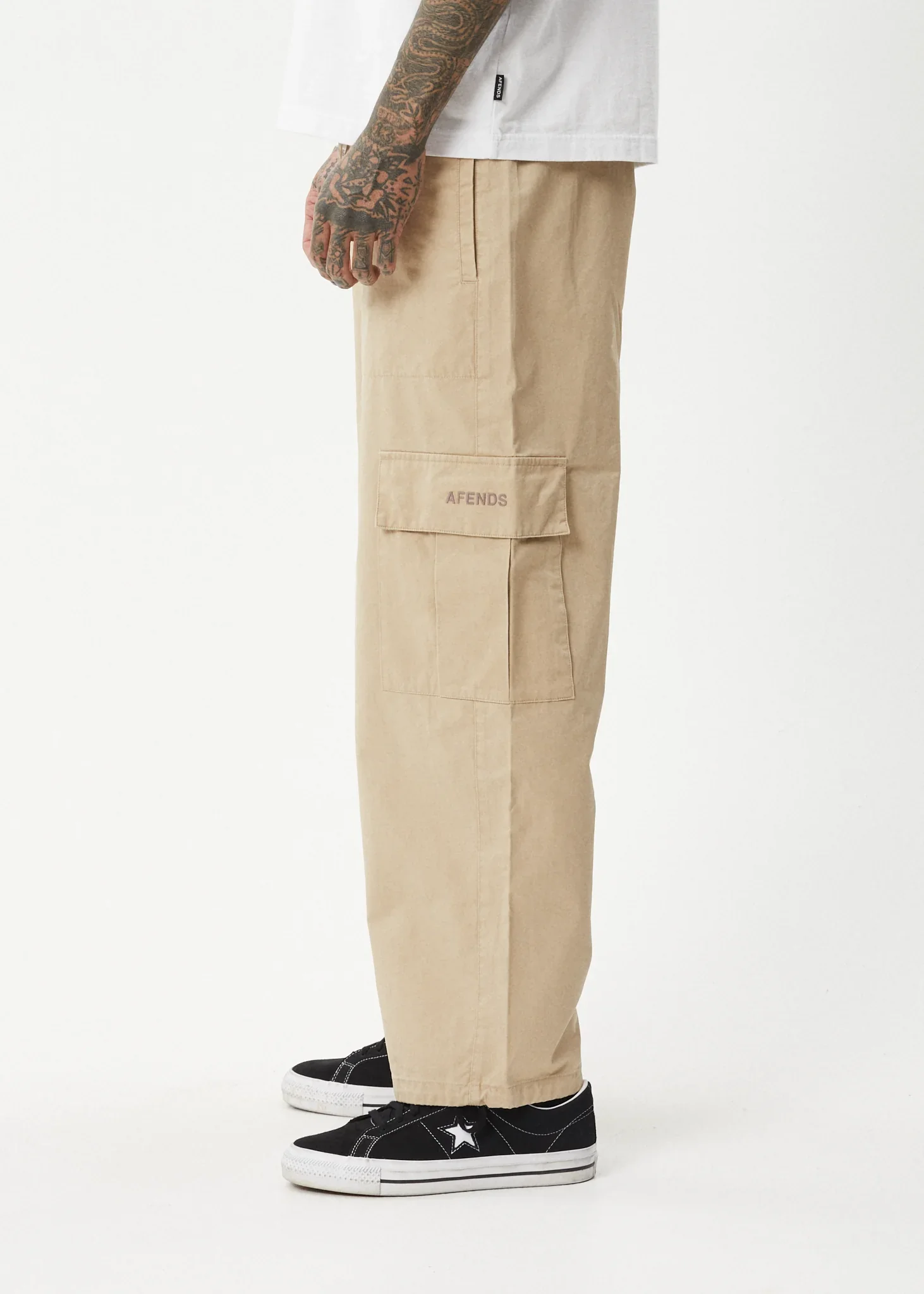 AFENDS Mens Atlas - Twill Cargo Pants - Taupe - Image 5