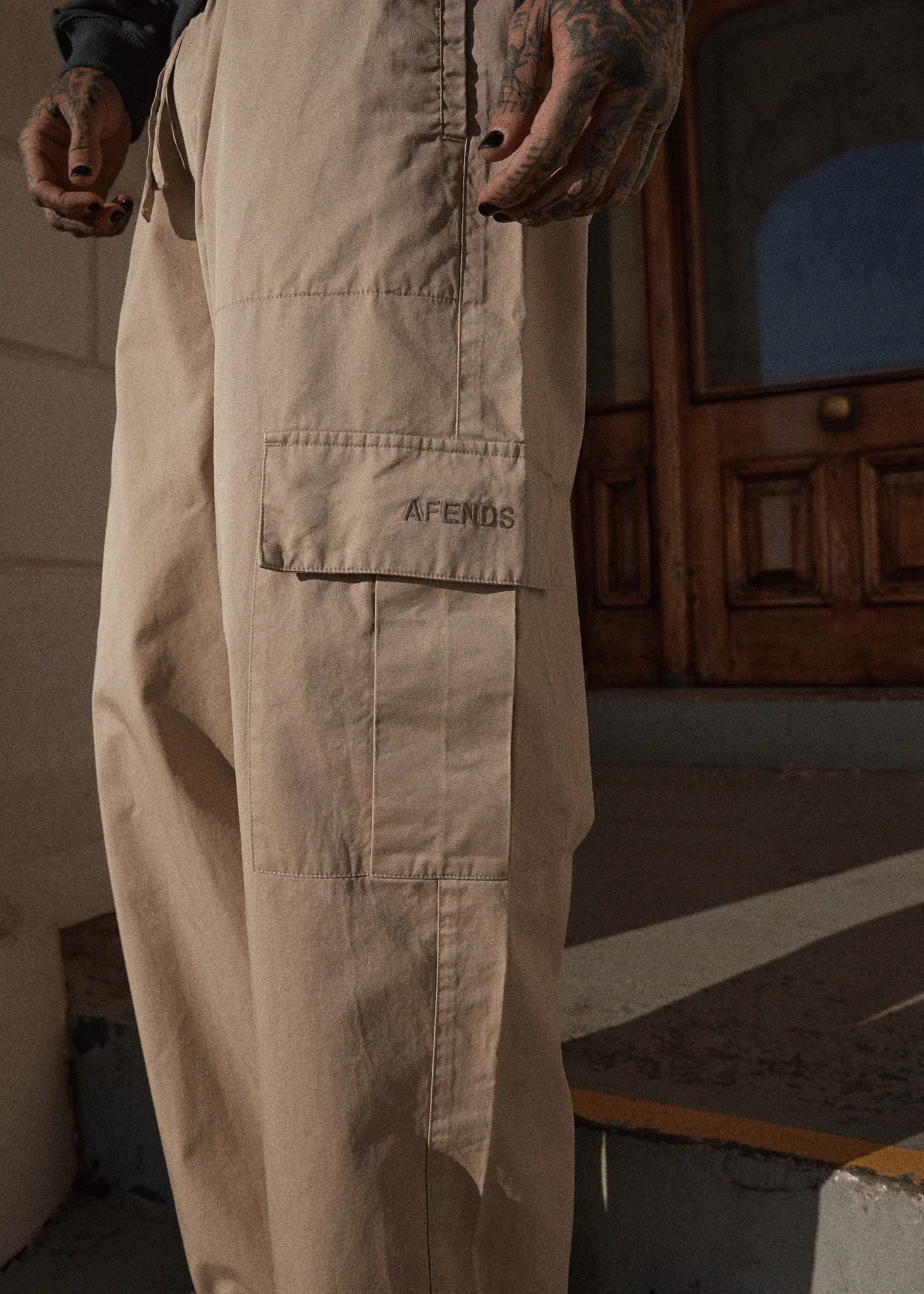 AFENDS Mens Atlas - Twill Cargo Pants - Taupe - Image 7