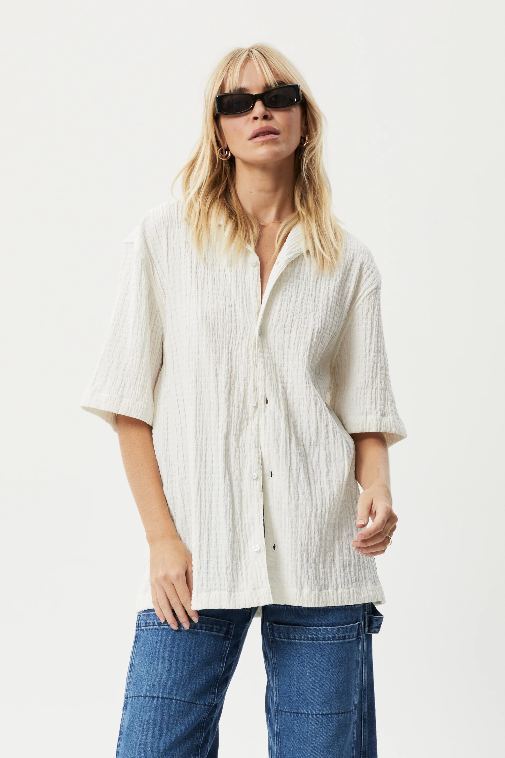 AFENDS Mens Calm - Cuban Short Sleeve Shirt - White - Image 2