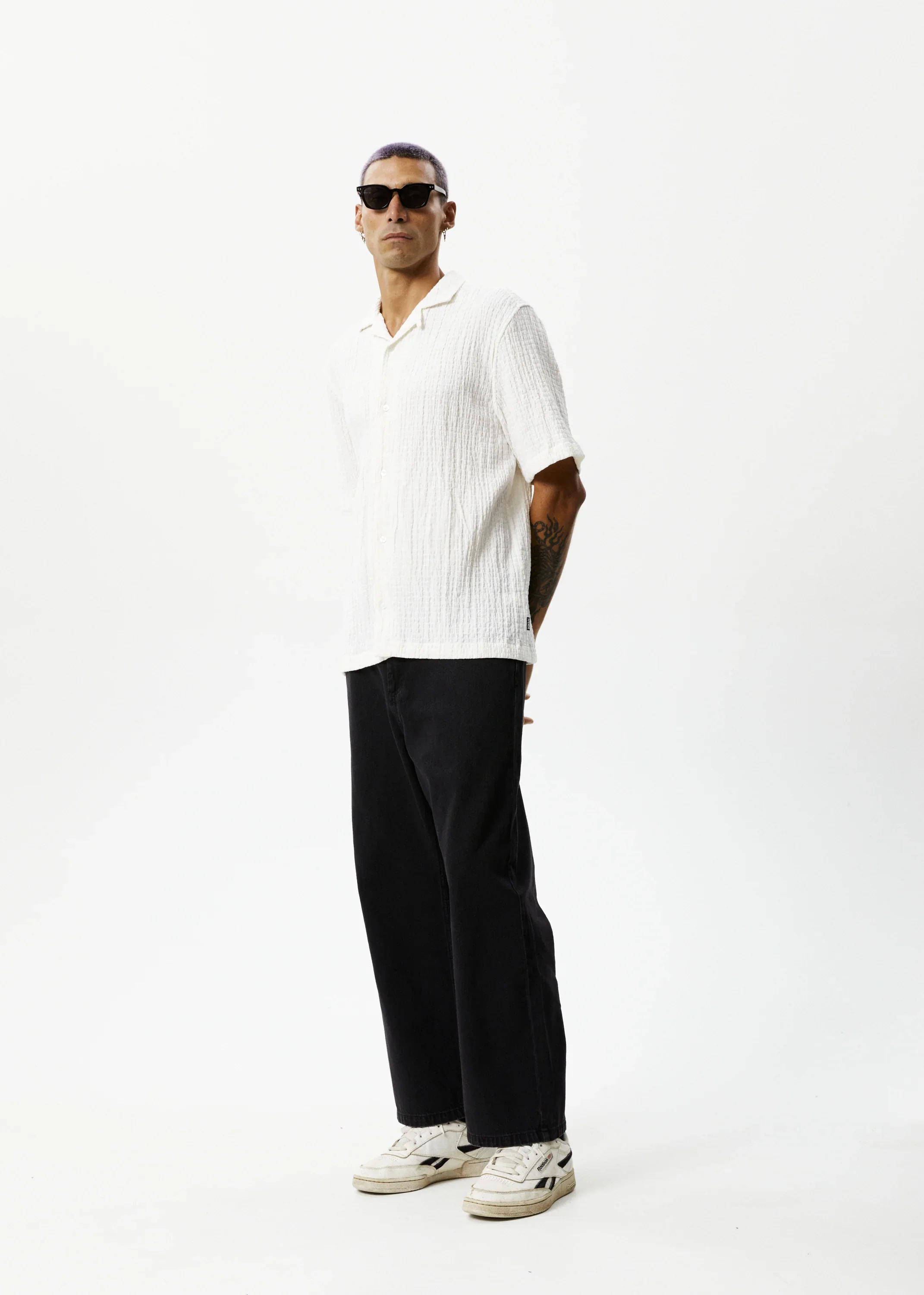 AFENDS Mens Calm - Cuban Short Sleeve Shirt - White - Image 4