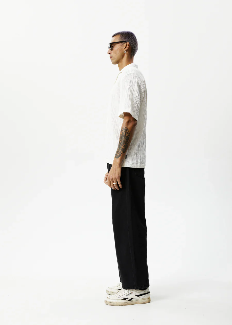 AFENDS Mens Calm - Cuban Short Sleeve Shirt - White - Image 5