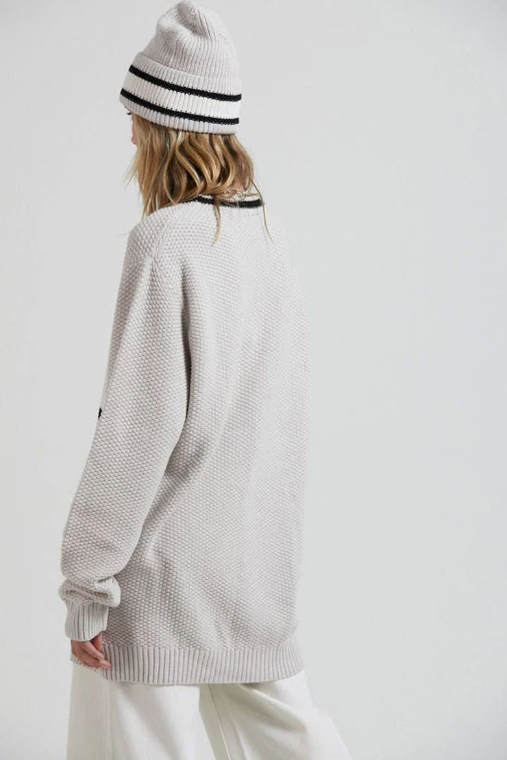 AFENDS MENS Campbell - Unisex Recycled Knit Crew - Glacier - Image 3