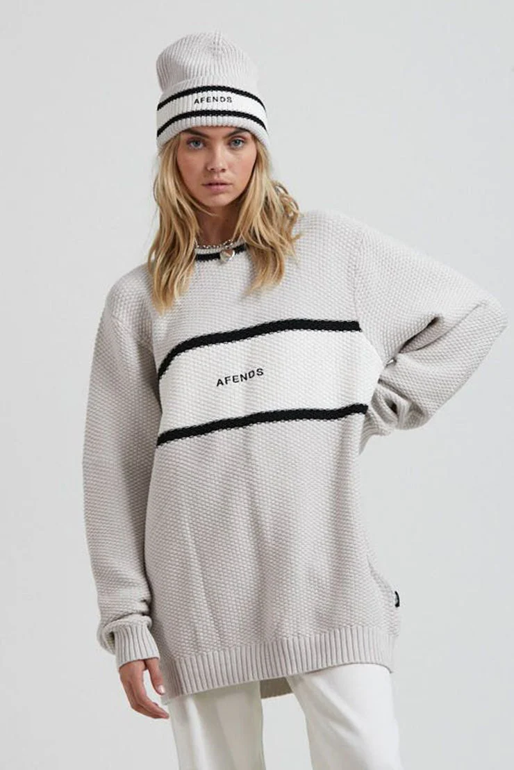 AFENDS MENS Campbell - Unisex Recycled Knit Crew - Glacier - Image 4