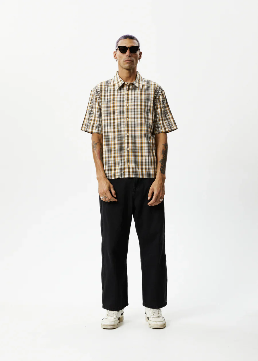 AFENDS Mens Check Out - Short Sleeve Shirt - Moonbeam Check - Image 12