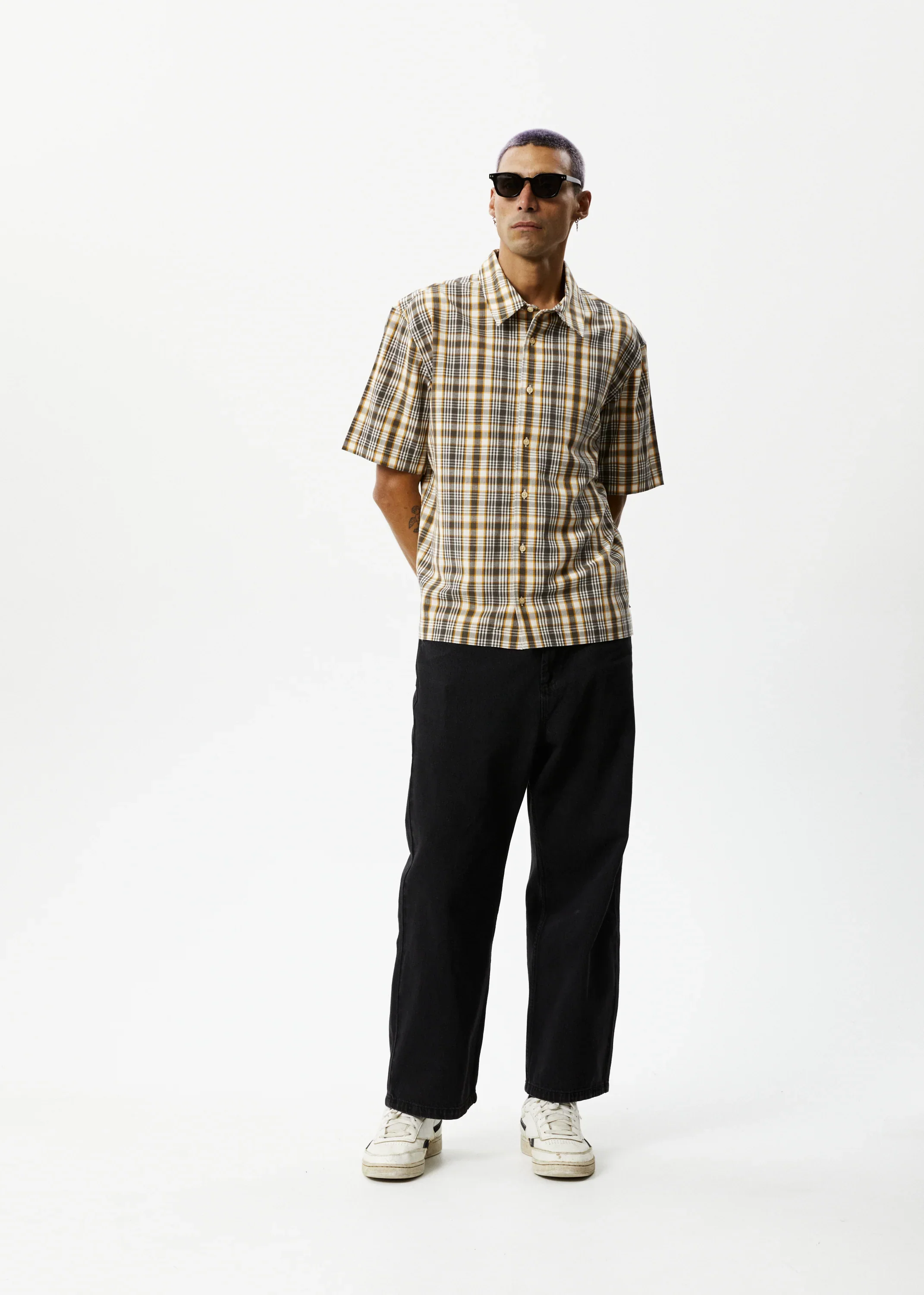 AFENDS Mens Check Out - Short Sleeve Shirt - Moonbeam Check - Image 8