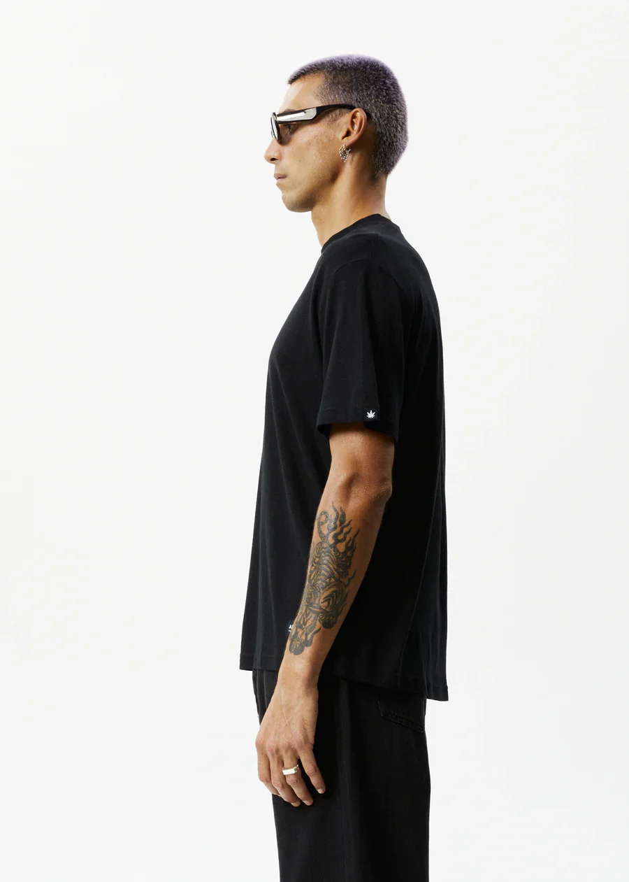 AFENDS MENS Classic - Hemp Retro Tee  Shirt - Black - Image 3