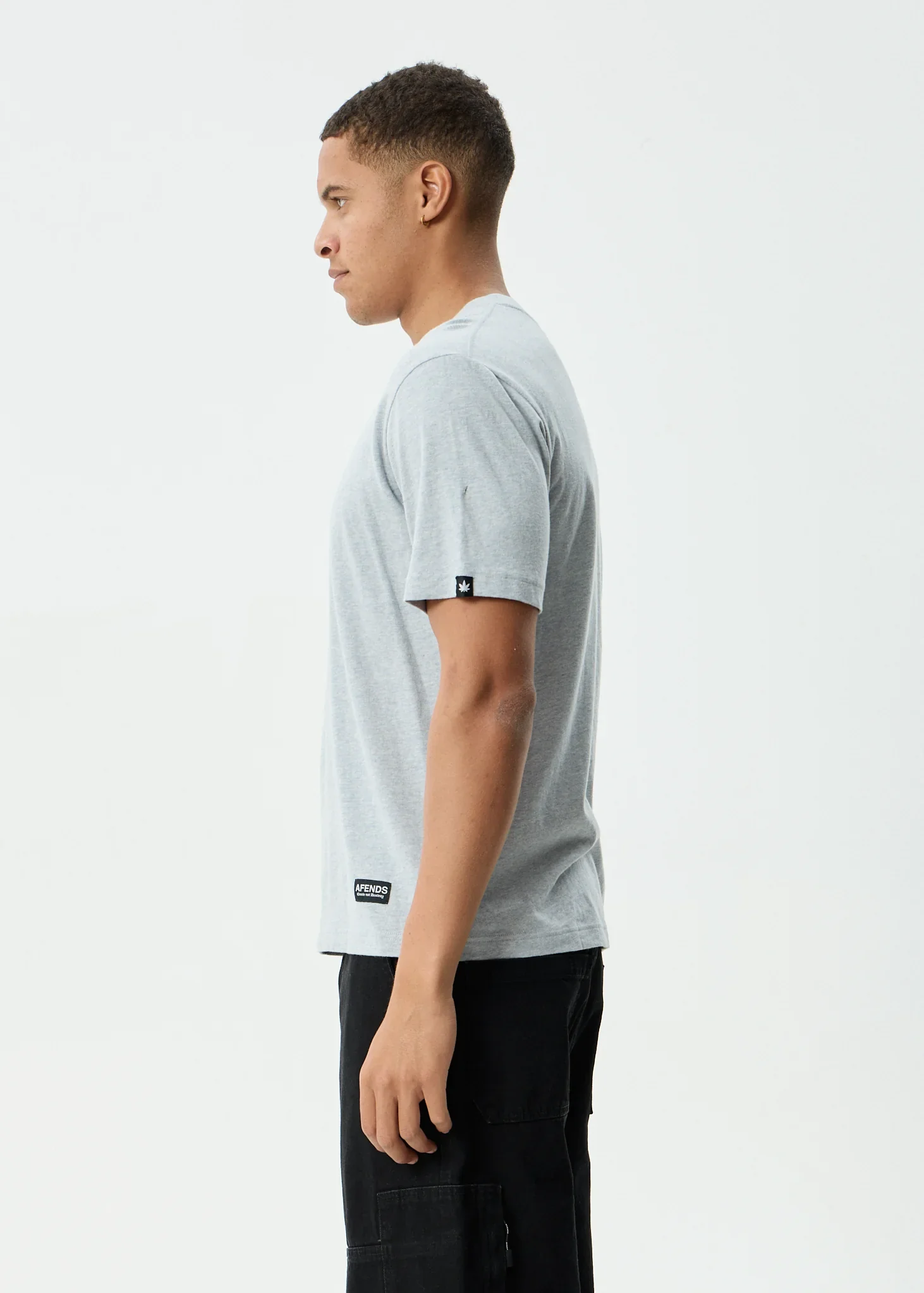 AFENDS Mens Classic Retro Tee in Shadow Grey Marle - Image 5