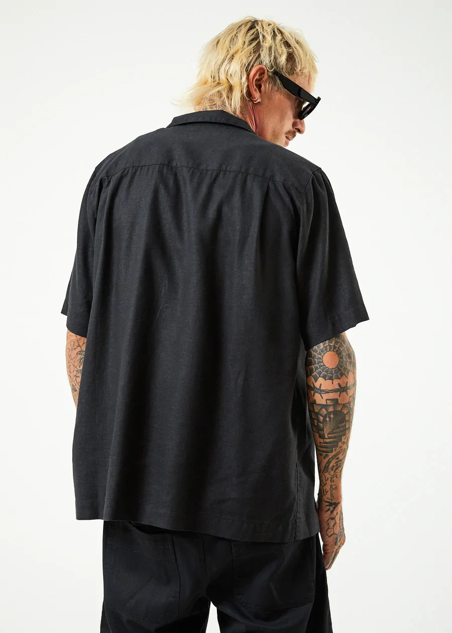 AFENDS Mens Daily - Cuban Short Sleeve Shirt - Black - Image 5
