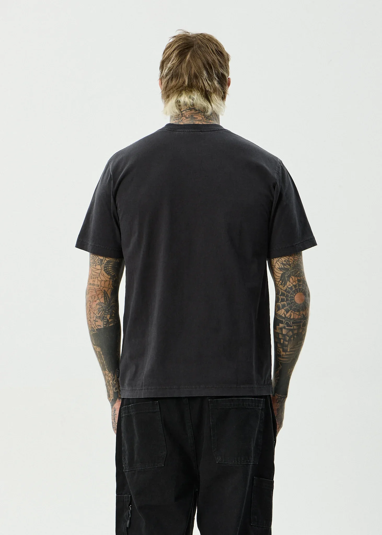 AFENDS Mens Destroyed Retro Tee in Stone Black - Image 5