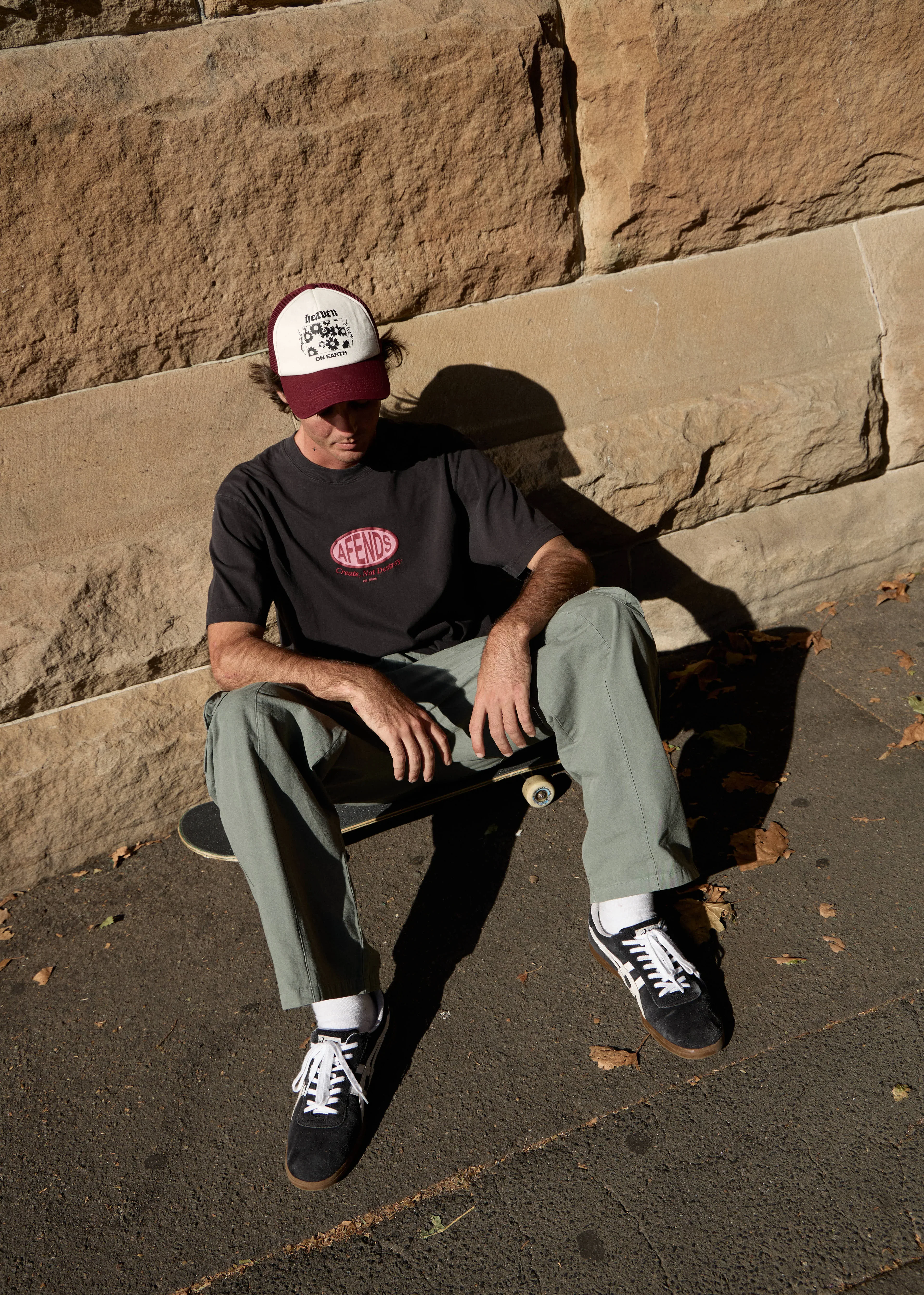 AFENDS Mens Destroyed Retro Tee in Stone Black - Image 9
