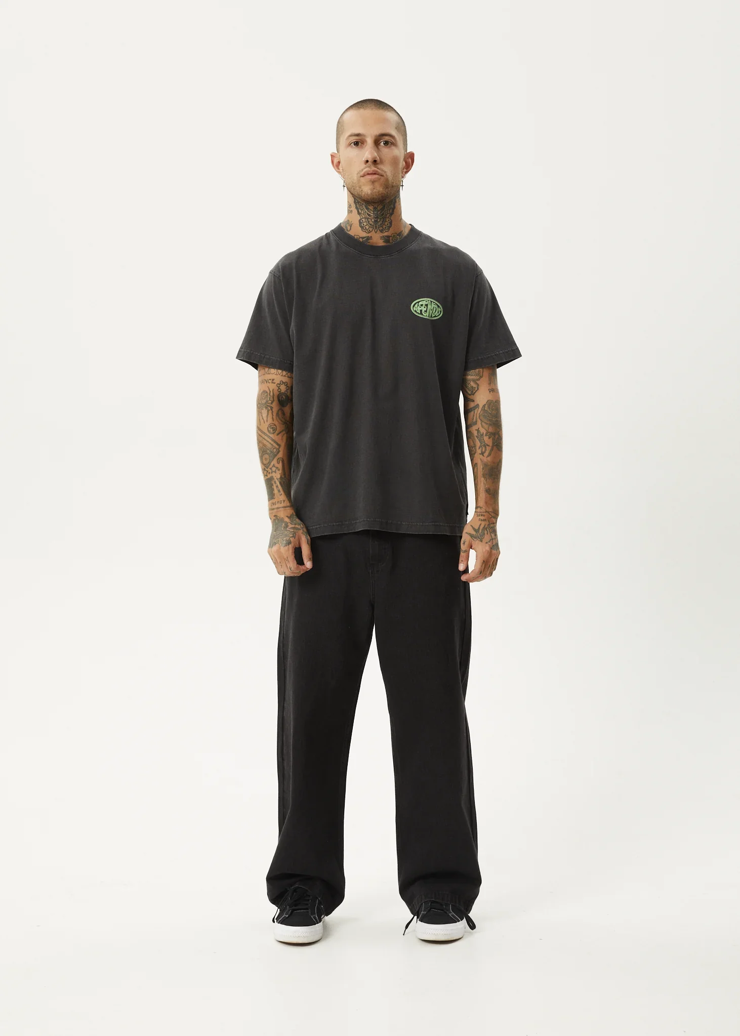 AFENDS Mens Frogga - Heavy Boxy Fit Tee - Stone Black - Image 10