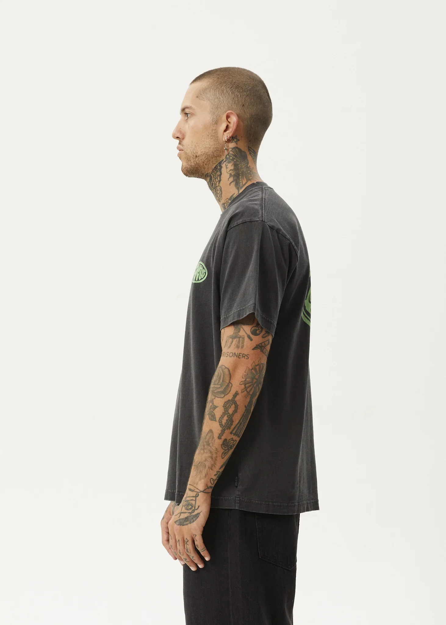 AFENDS Mens Frogga - Heavy Boxy Fit Tee - Stone Black - Image 5