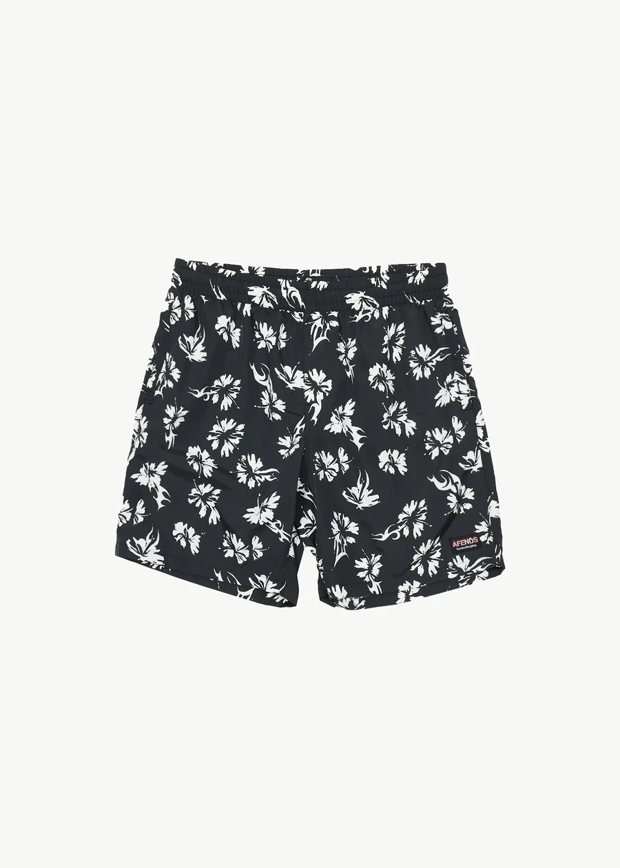 AFENDS Mens Hibiscus - Swim Short 18" - Black - Image 7