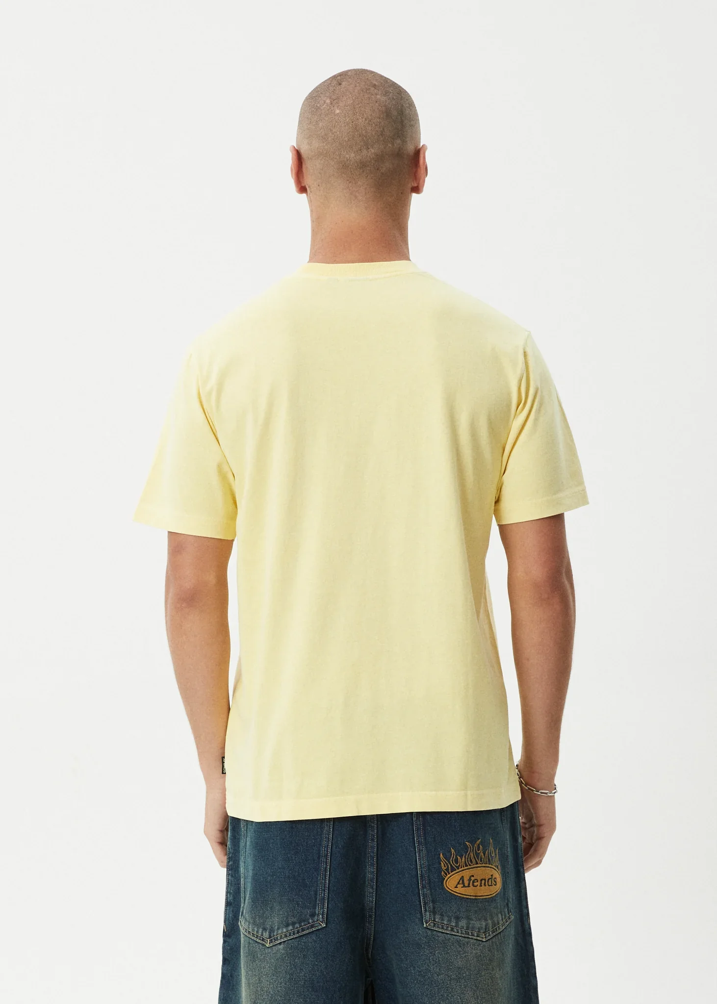 AFENDS Mens Knock Knock - Retro Tee - Washed Lemon - Image 5