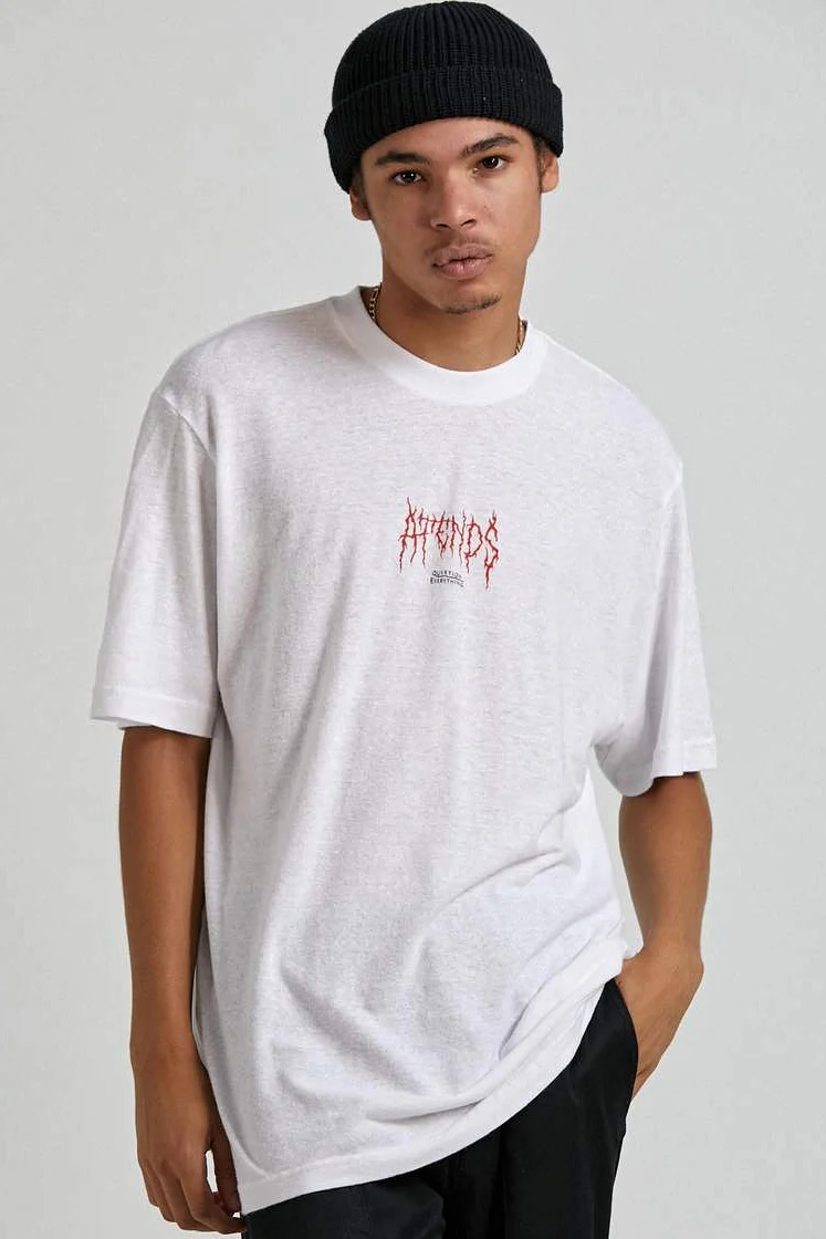 AFENDS MENS Other Days - Retro Fit T-Shirt - White - Image 3