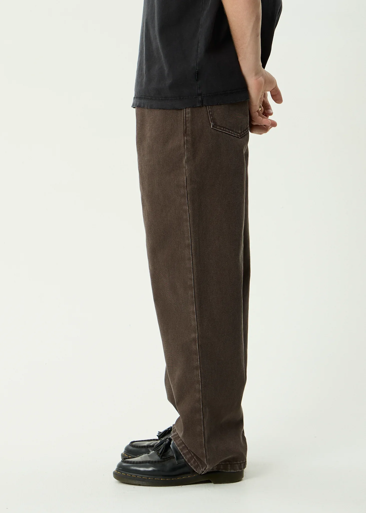 AFENDS Mens Pablo Denim Baggy Fit Jean in Washed Coffee - Image 3