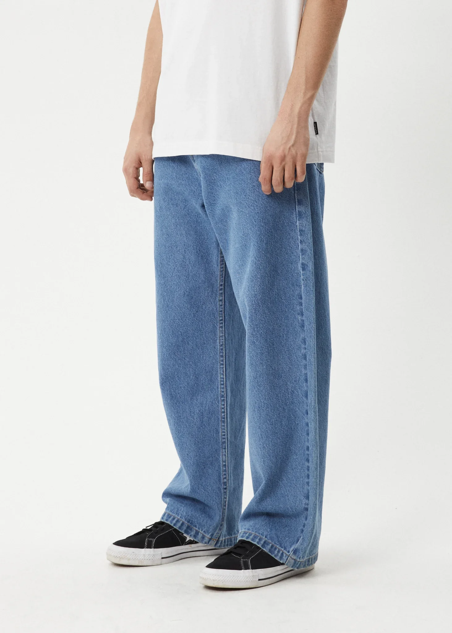AFENDS Mens Pablo Denim Baggy Jean in Worn Blue - Image 3