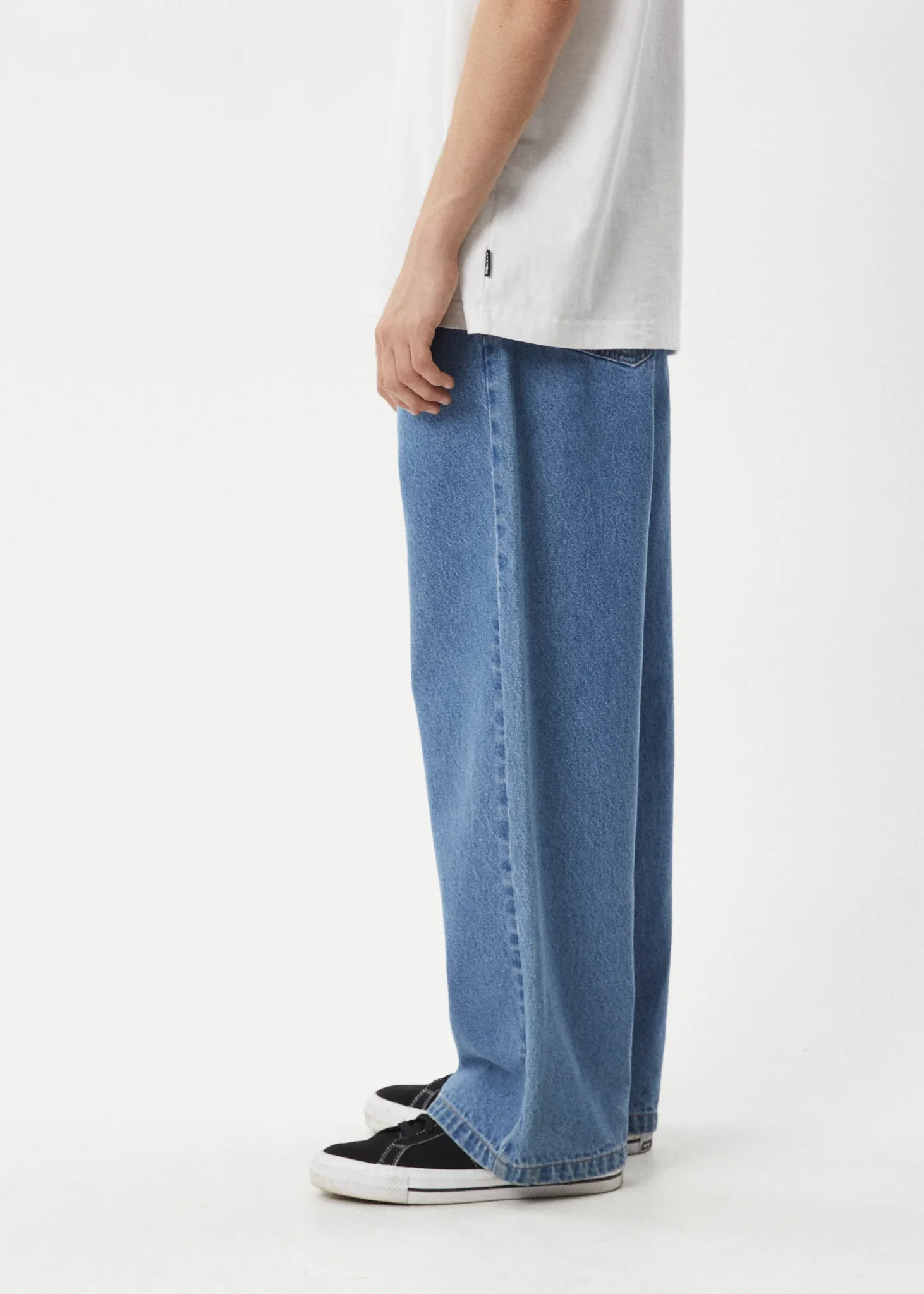 AFENDS Mens Pablo Denim Baggy Jean in Worn Blue - Image 4