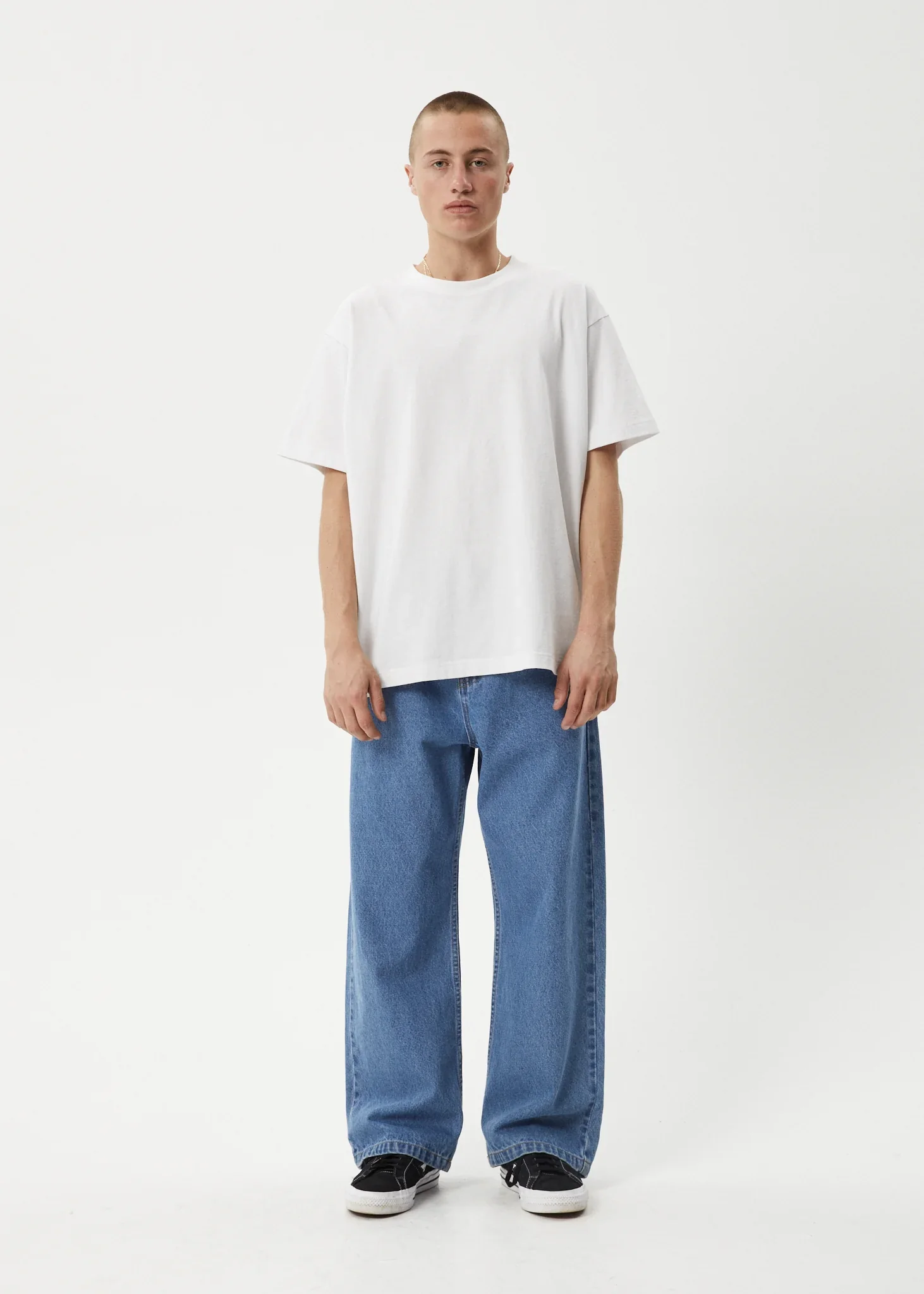 AFENDS Mens Pablo Denim Baggy Jean in Worn Blue - Image 6