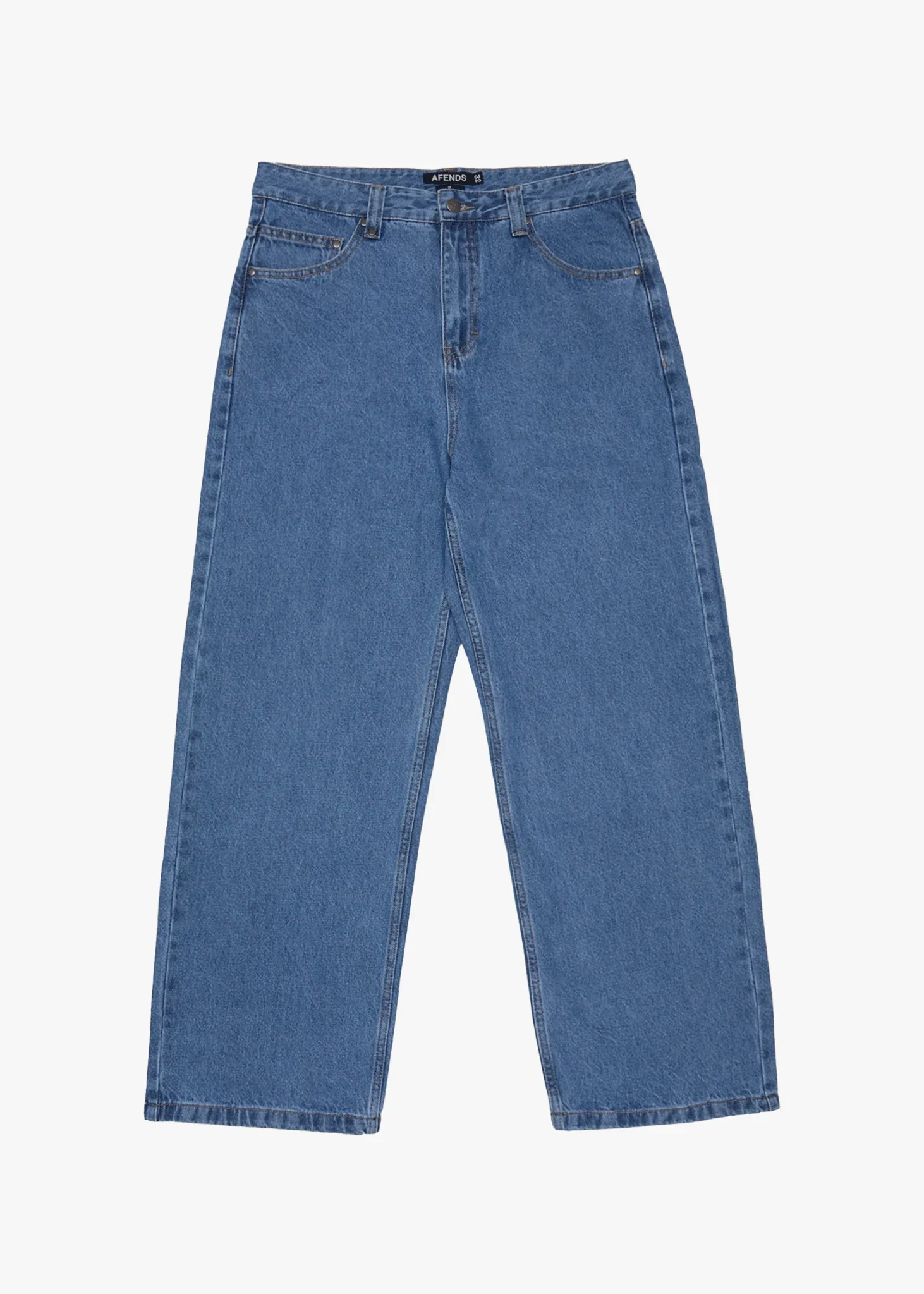 AFENDS Mens Pablo Denim Baggy Jean in Worn Blue - Image 7