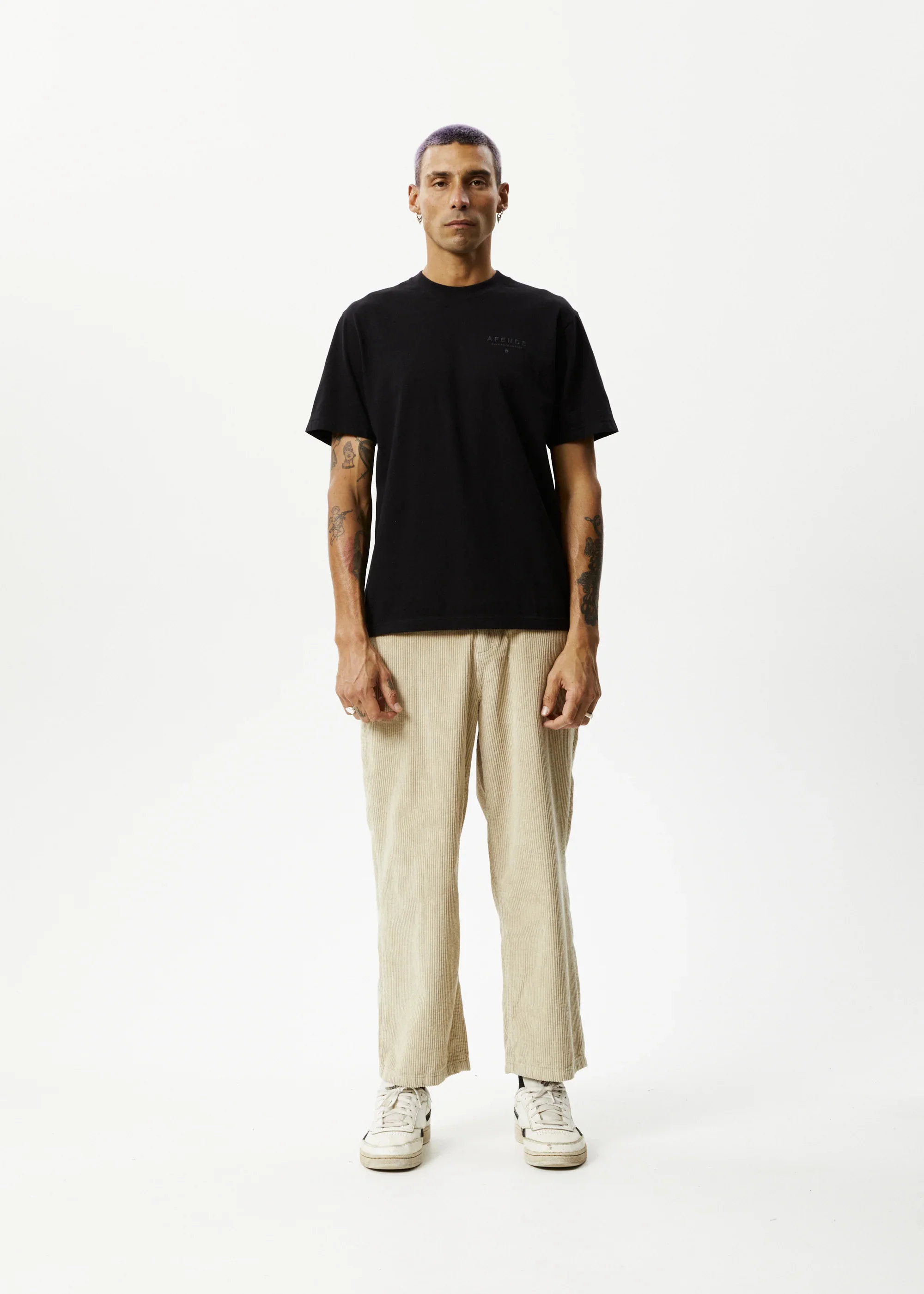 AFENDS Mens Pablo - Organic Corduroy Baggy Pants - Dark Ecru - Image 3