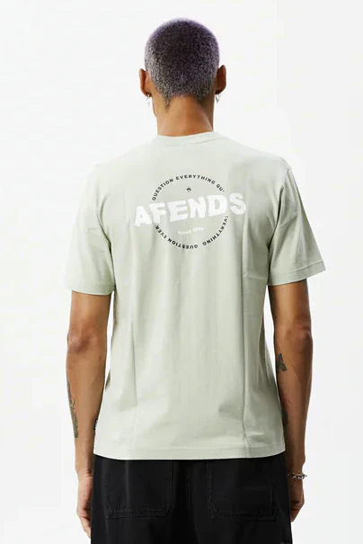 AFENDS Mens Questions - Graphic Retro T- Shirt - Eucalyptus - Image 5