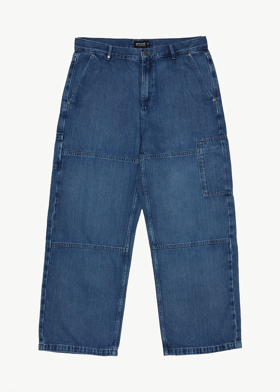 AFENDS Mens Richmond Denim Baggy Carpenter Jeans - Authentic Blue - Image 2