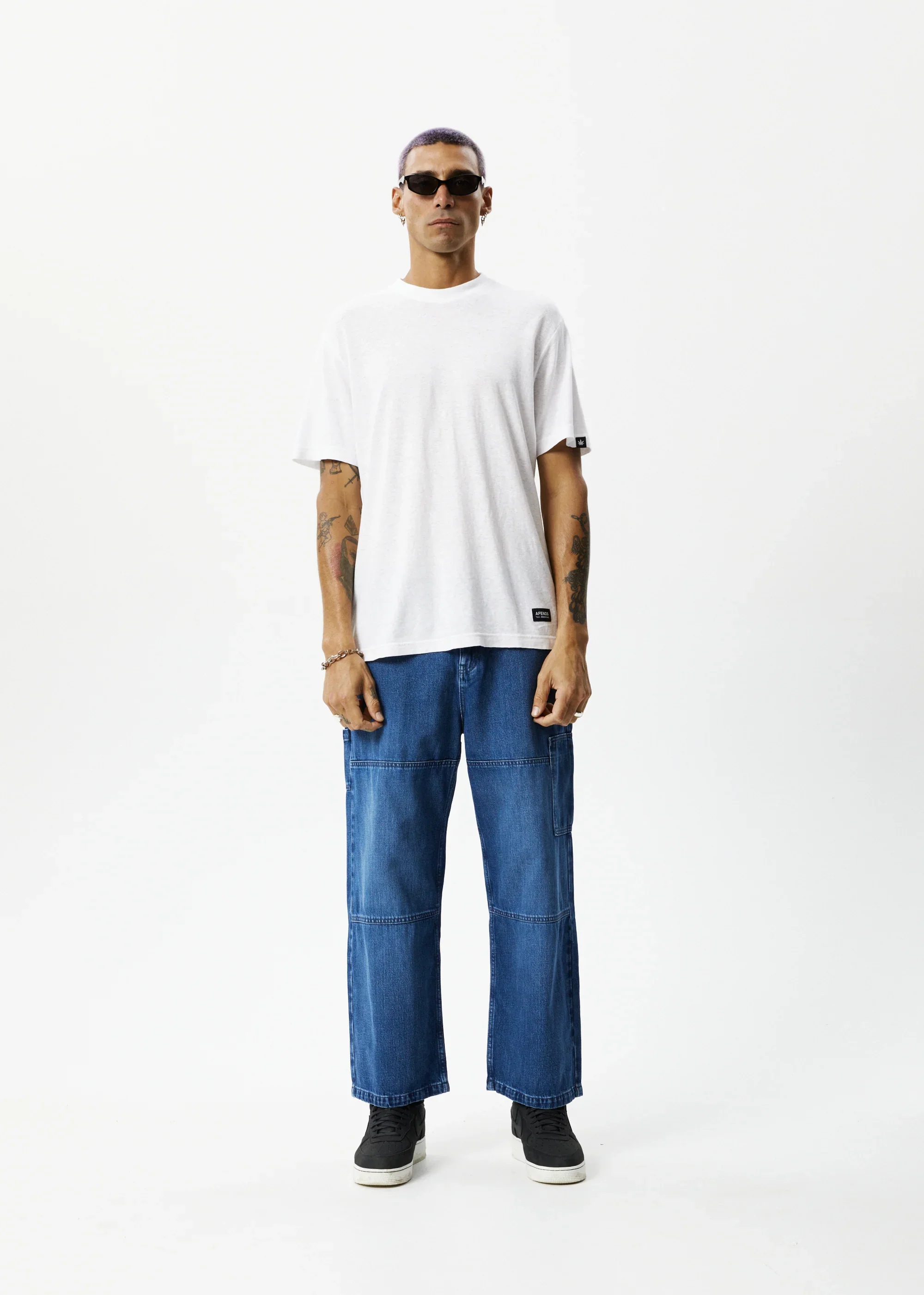 AFENDS Mens Richmond Denim Baggy Carpenter Jeans - Authentic Blue - Image 3