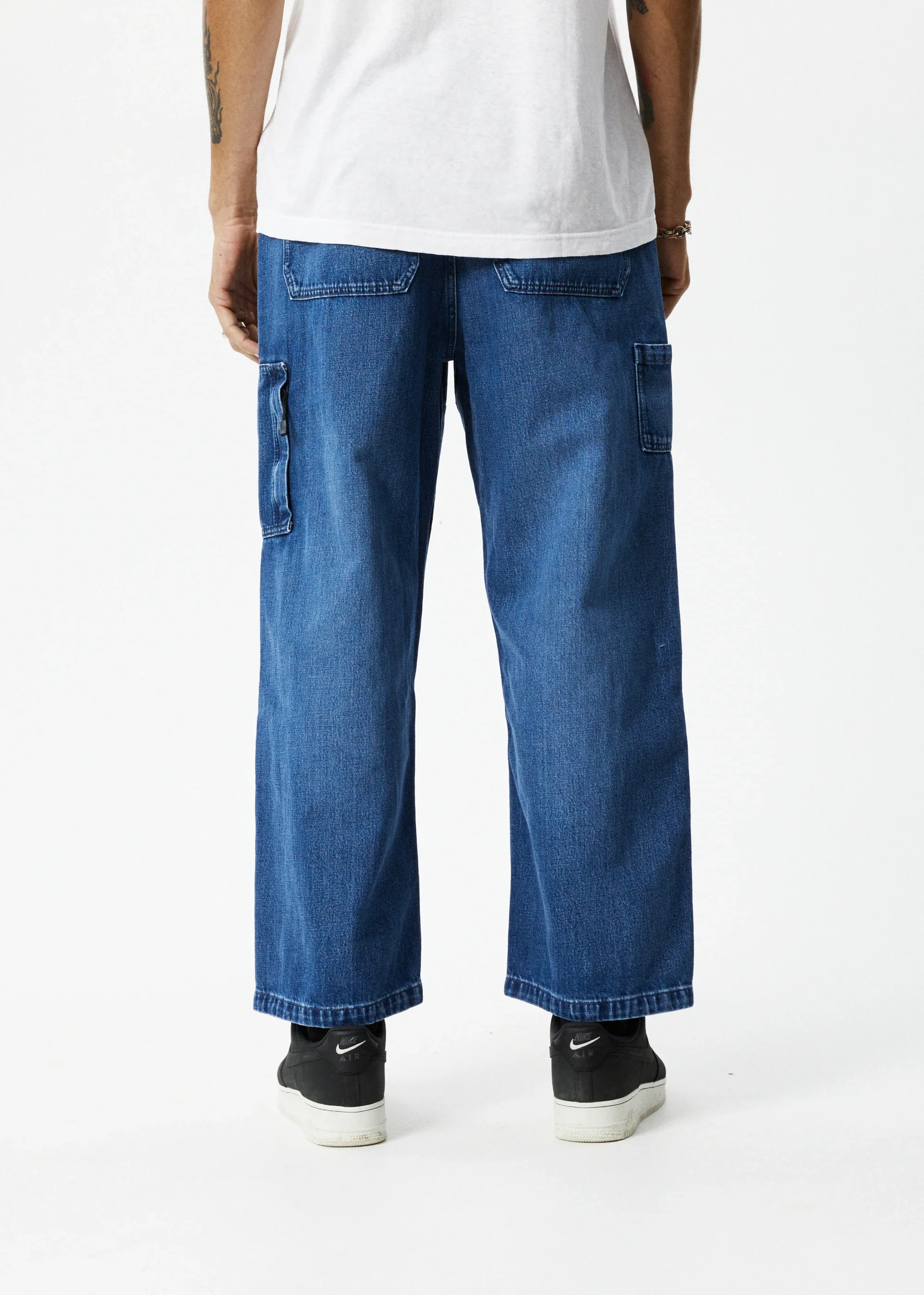 AFENDS Mens Richmond Denim Baggy Carpenter Jeans - Authentic Blue - Image 6