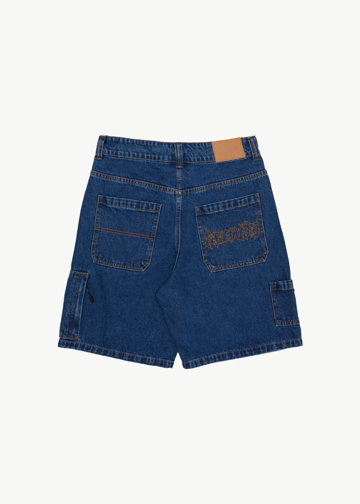 AFENDS Mens Scorched Harper - Denim Baggy Fit Carpenter Short 22 Inch - Authentic Blue - Image 4