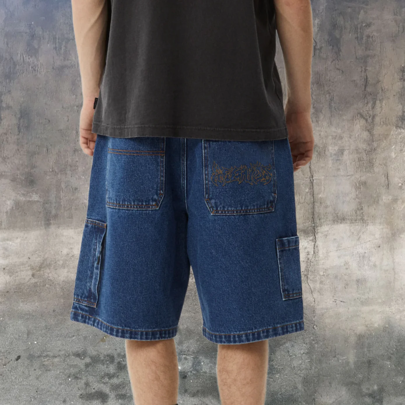 AFENDS Mens Scorched Harper - Denim Baggy Fit Carpenter Short 22 Inch - Authentic Blue - Image 6
