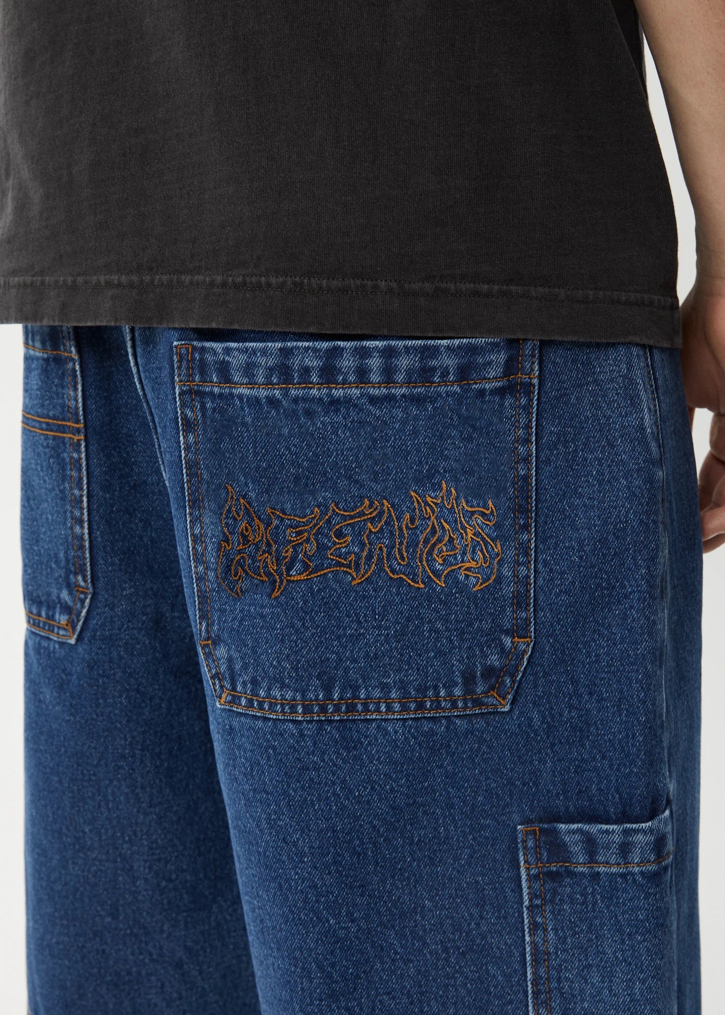 AFENDS Mens Scorched Harper - Denim Baggy Fit Carpenter Short 22 Inch - Authentic Blue - Image 8