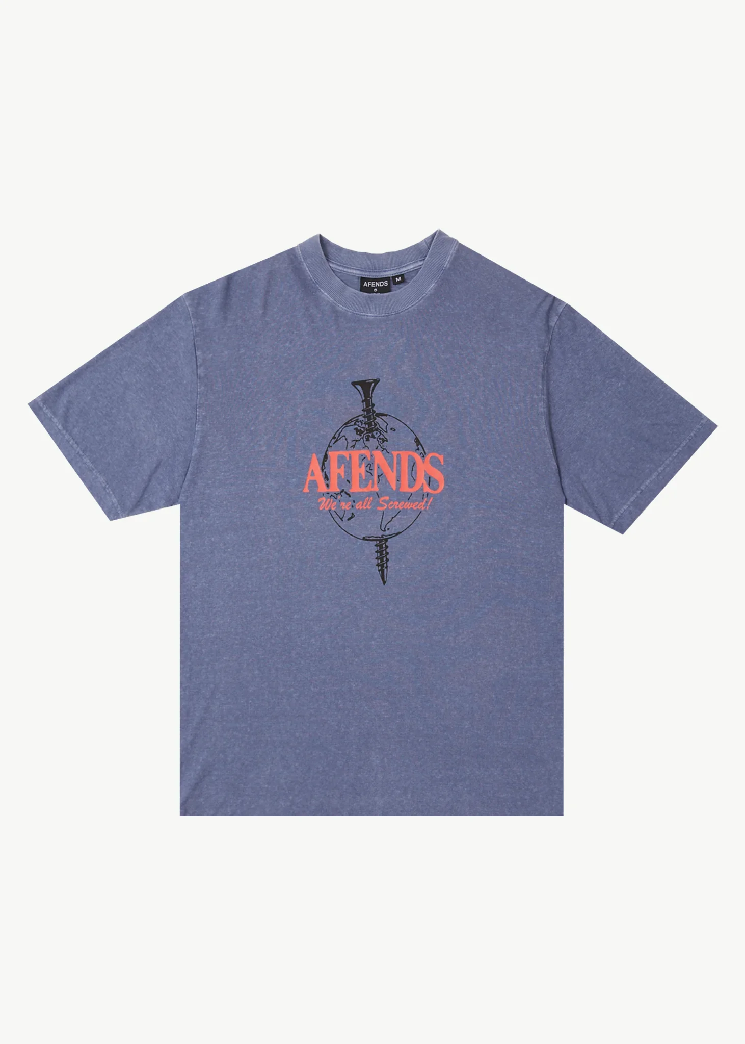 AFENDS Mens Screwed - Retro Fit Tee - Washed Marlin - Image 2