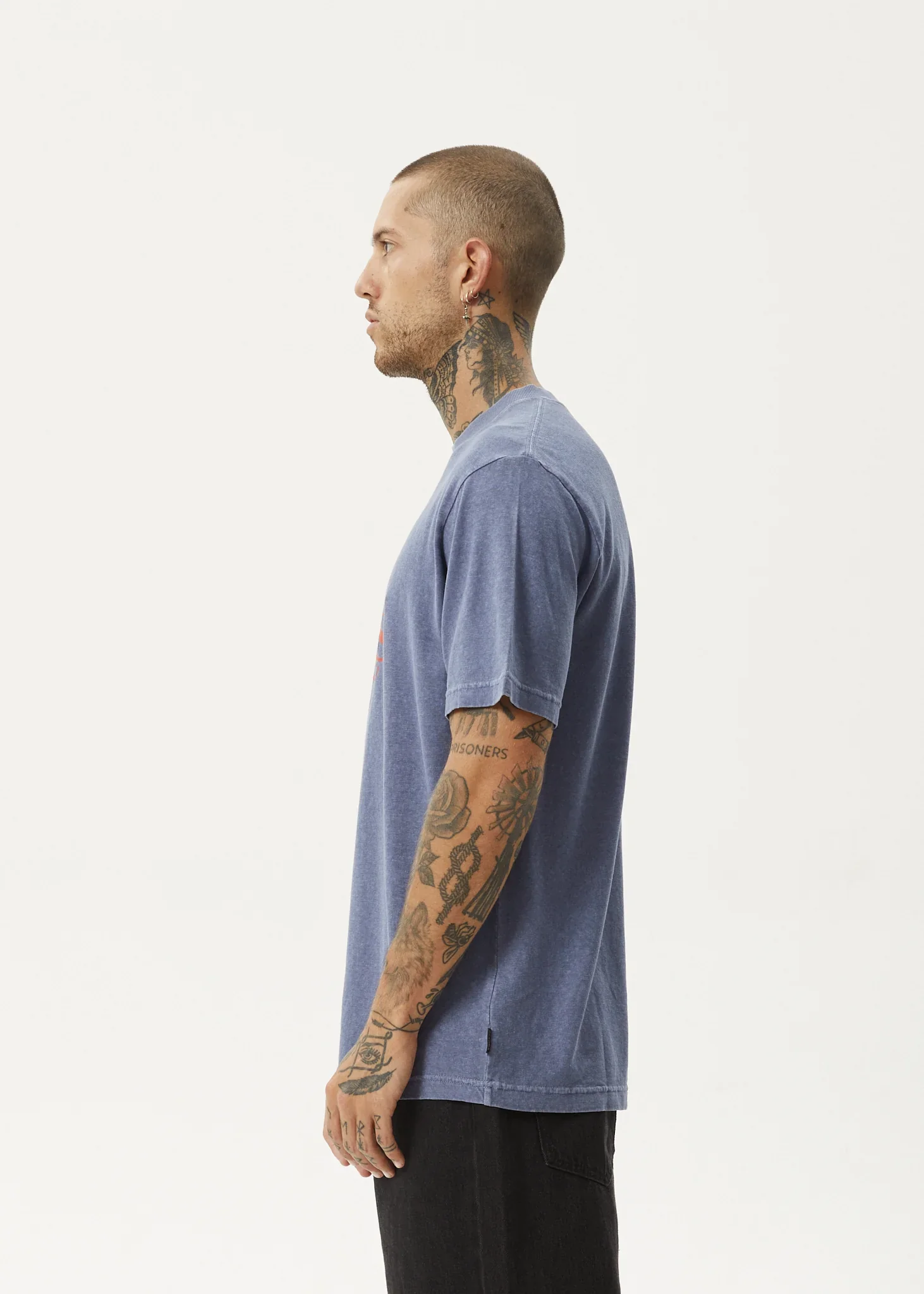 AFENDS Mens Screwed - Retro Fit Tee - Washed Marlin - Image 4