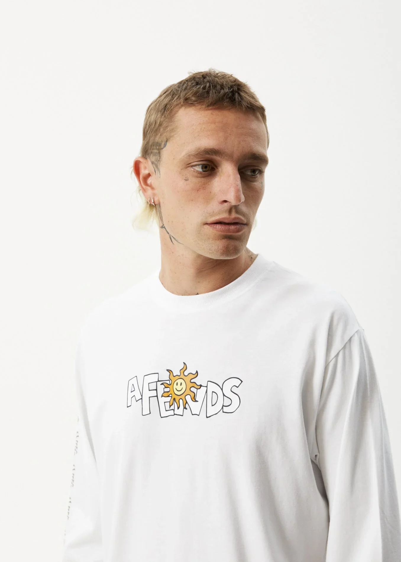 AFENDS Mens Sunshine Long Sleeve Graphic T- Shirt - White - Image 4