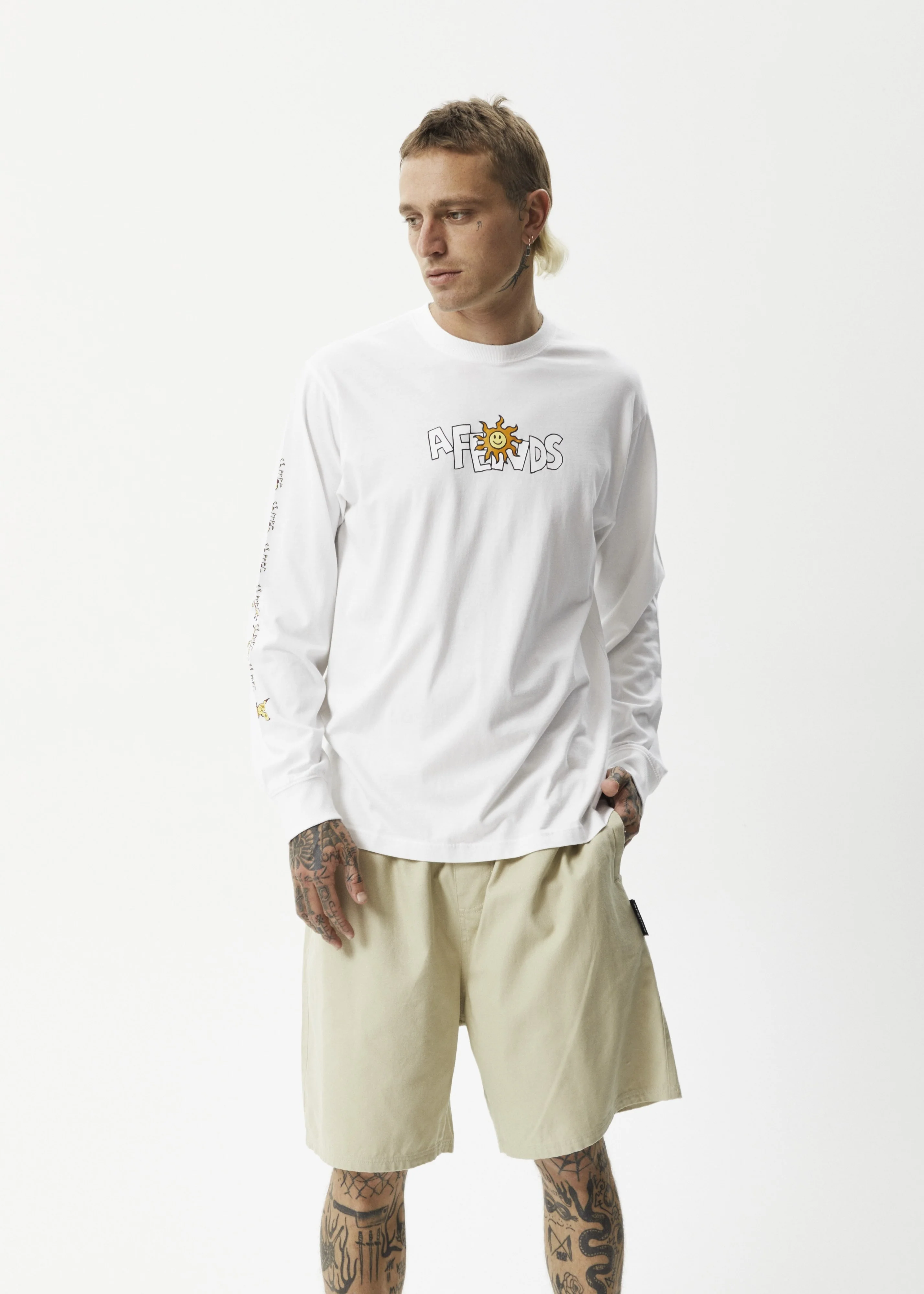 AFENDS Mens Sunshine Long Sleeve Graphic T- Shirt - White - Image 6