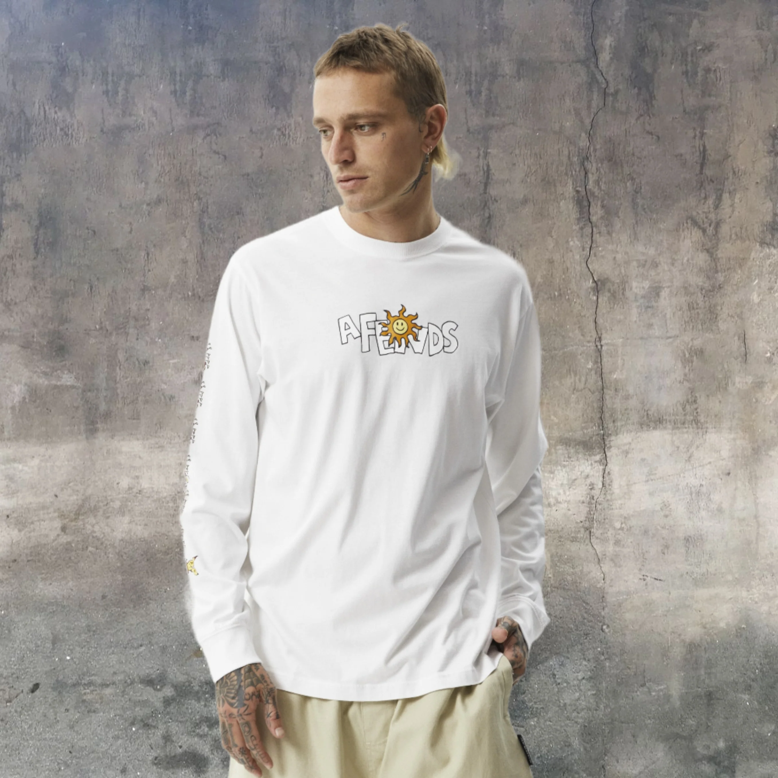 AFENDS Mens Sunshine Long Sleeve Graphic T- Shirt - White - Image 9