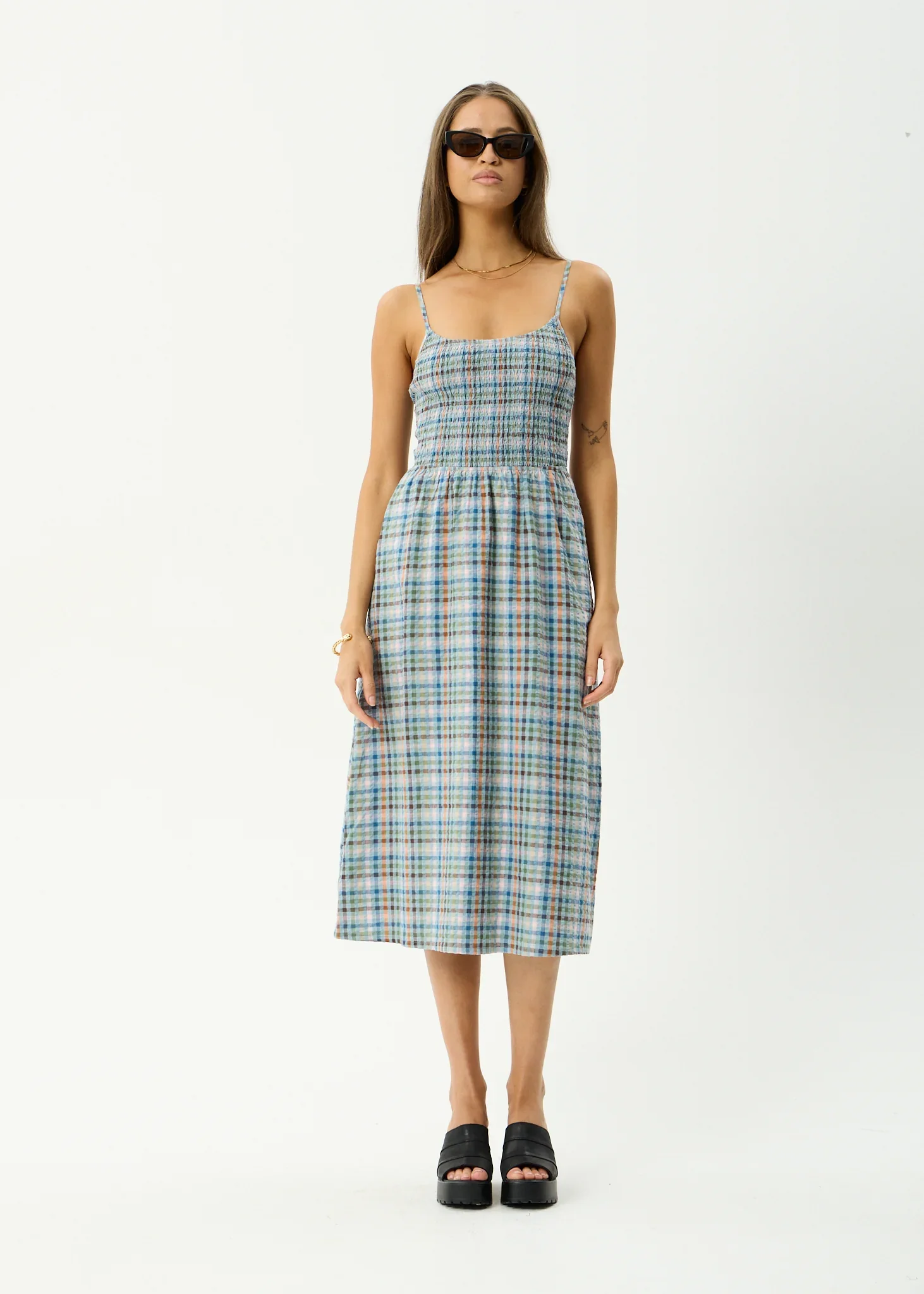 AFENDS Womens Amelie Check Seersucker Midi Dress in Multi - Image 2