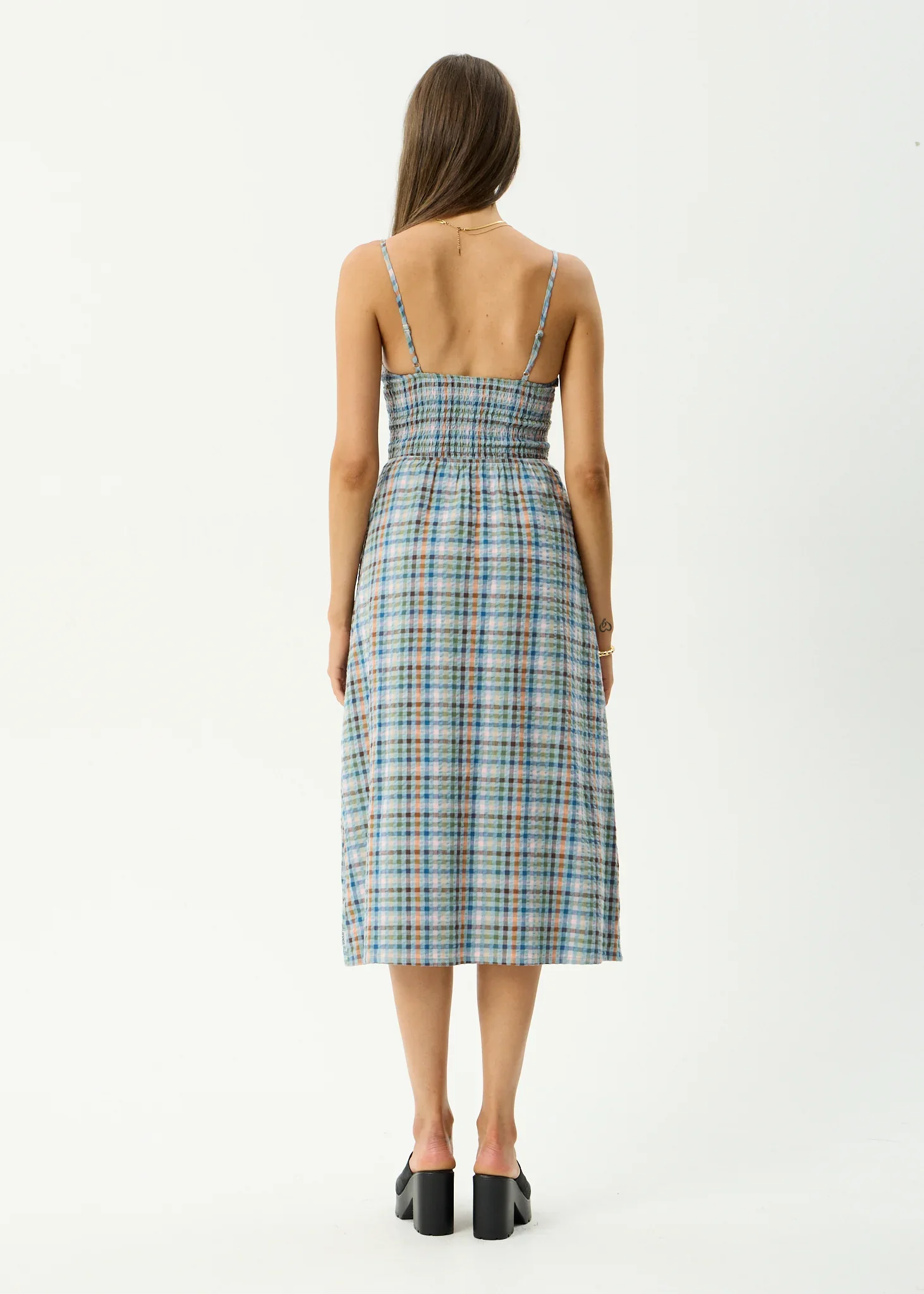 AFENDS Womens Amelie Check Seersucker Midi Dress in Multi - Image 5