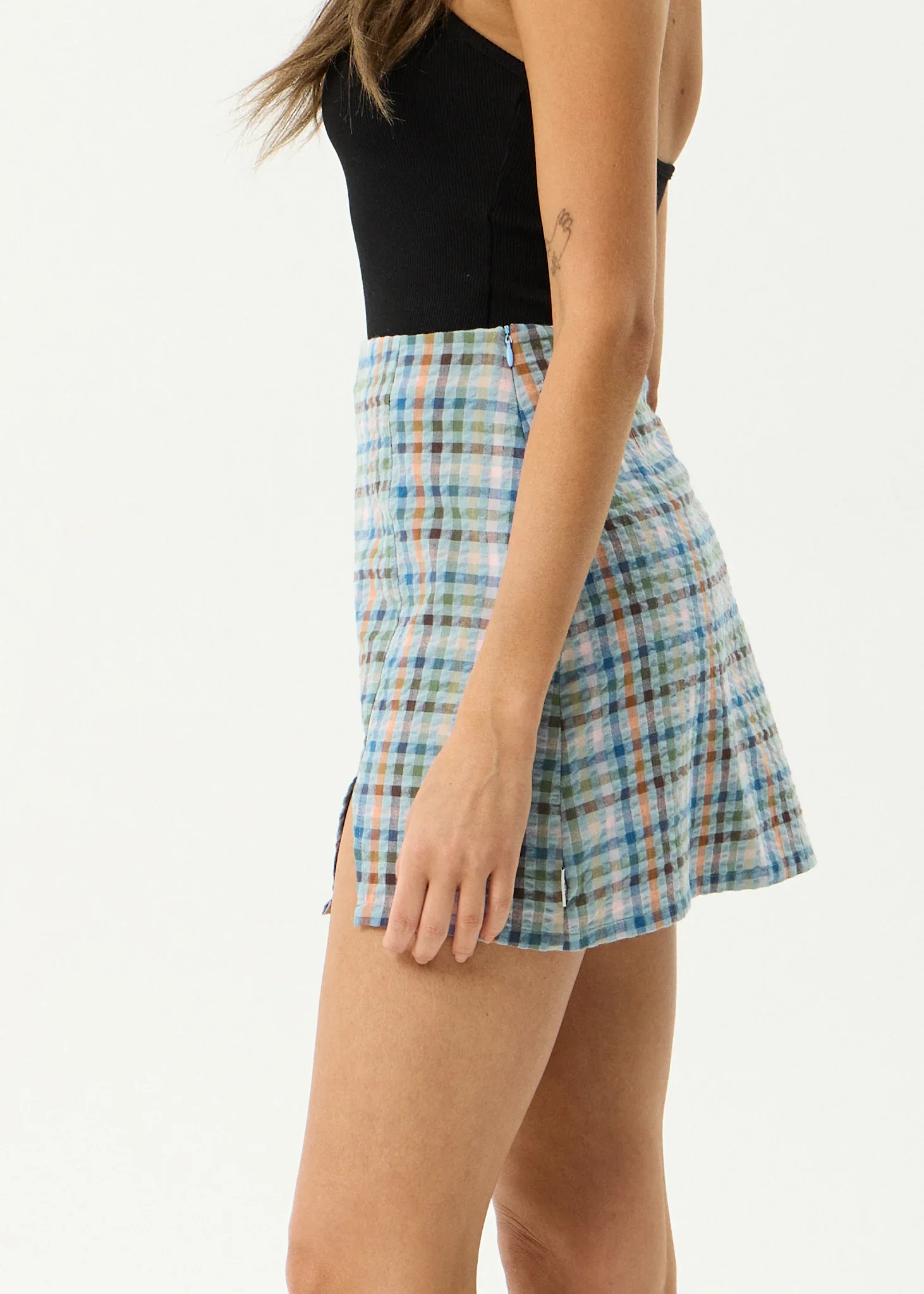 AFENDS Womens Amelie Check Seersucker Mini Skirt in Multi - Image 7