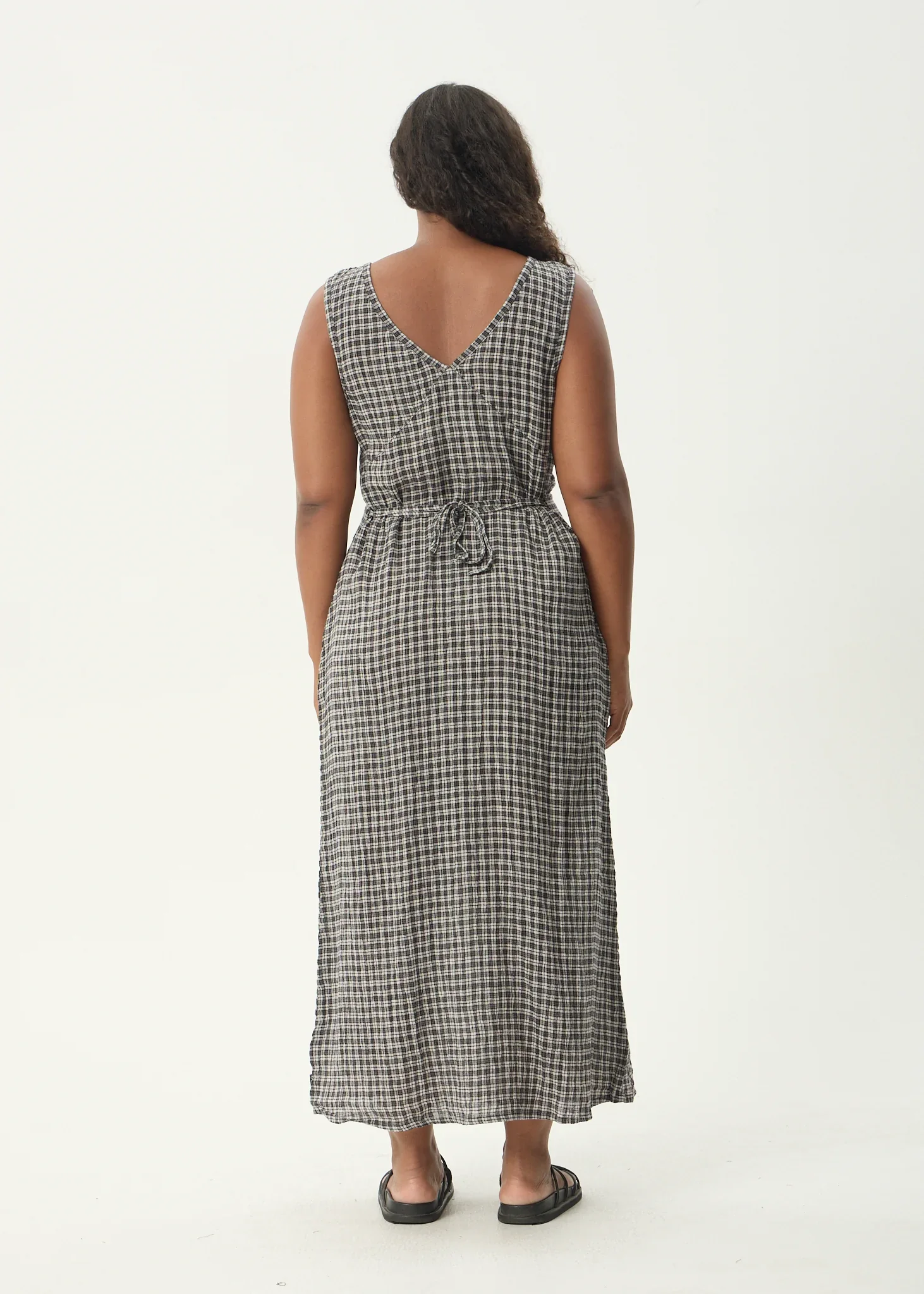 AFENDS Womens Asta Seersucker Maxi Dress in Steel Check - Image 12