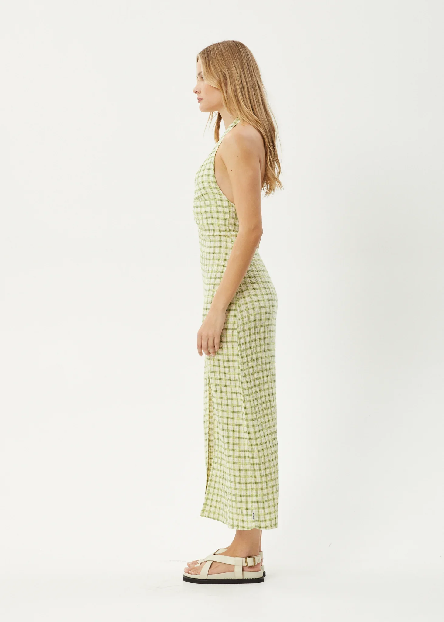 AFENDS Womens Darcy - Check Maxi Dress - Lemongrass Check - Image 5