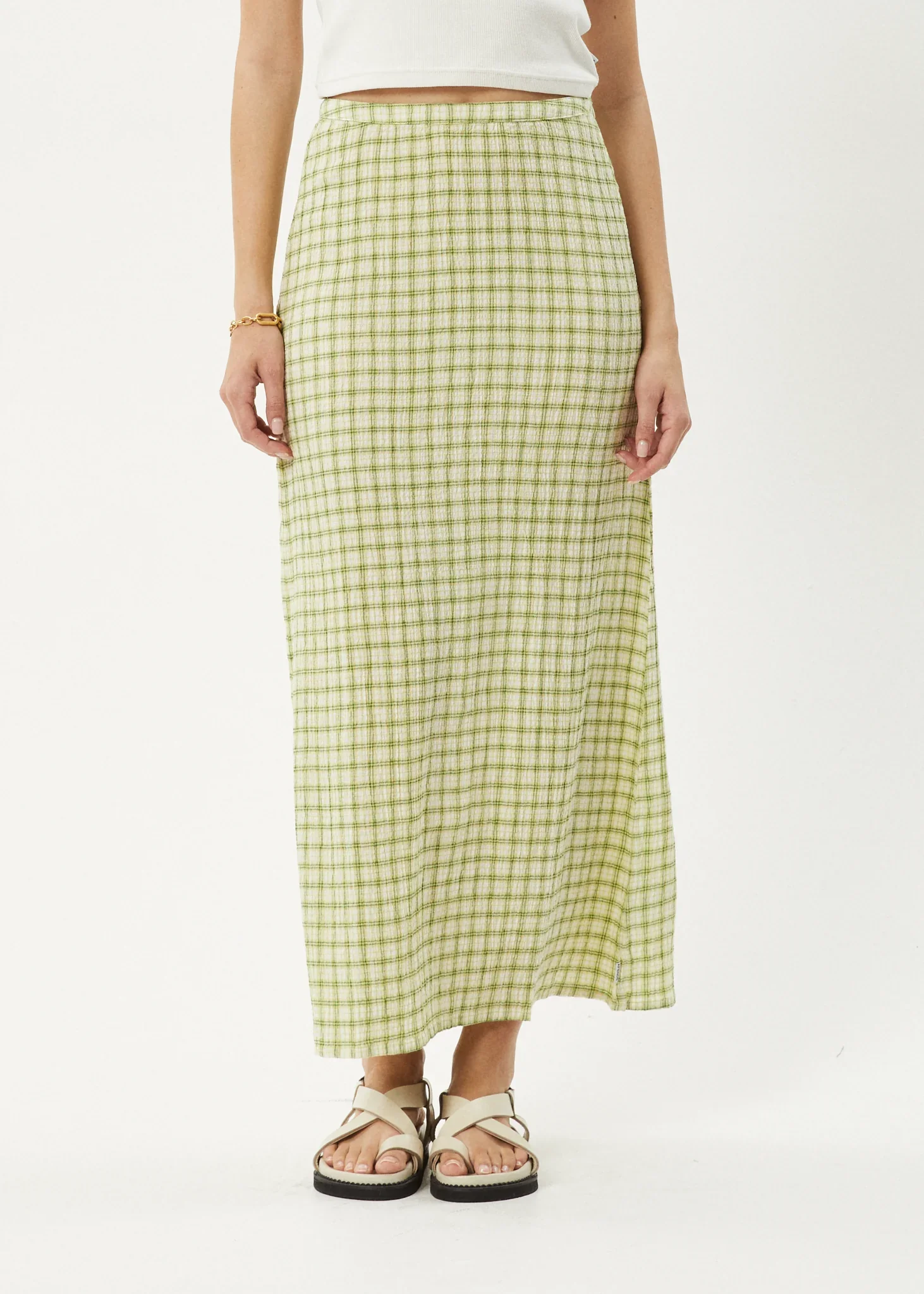 AFENDS Womens Darcy - Check Maxi Skirt - Lemongrass Check - Image 5