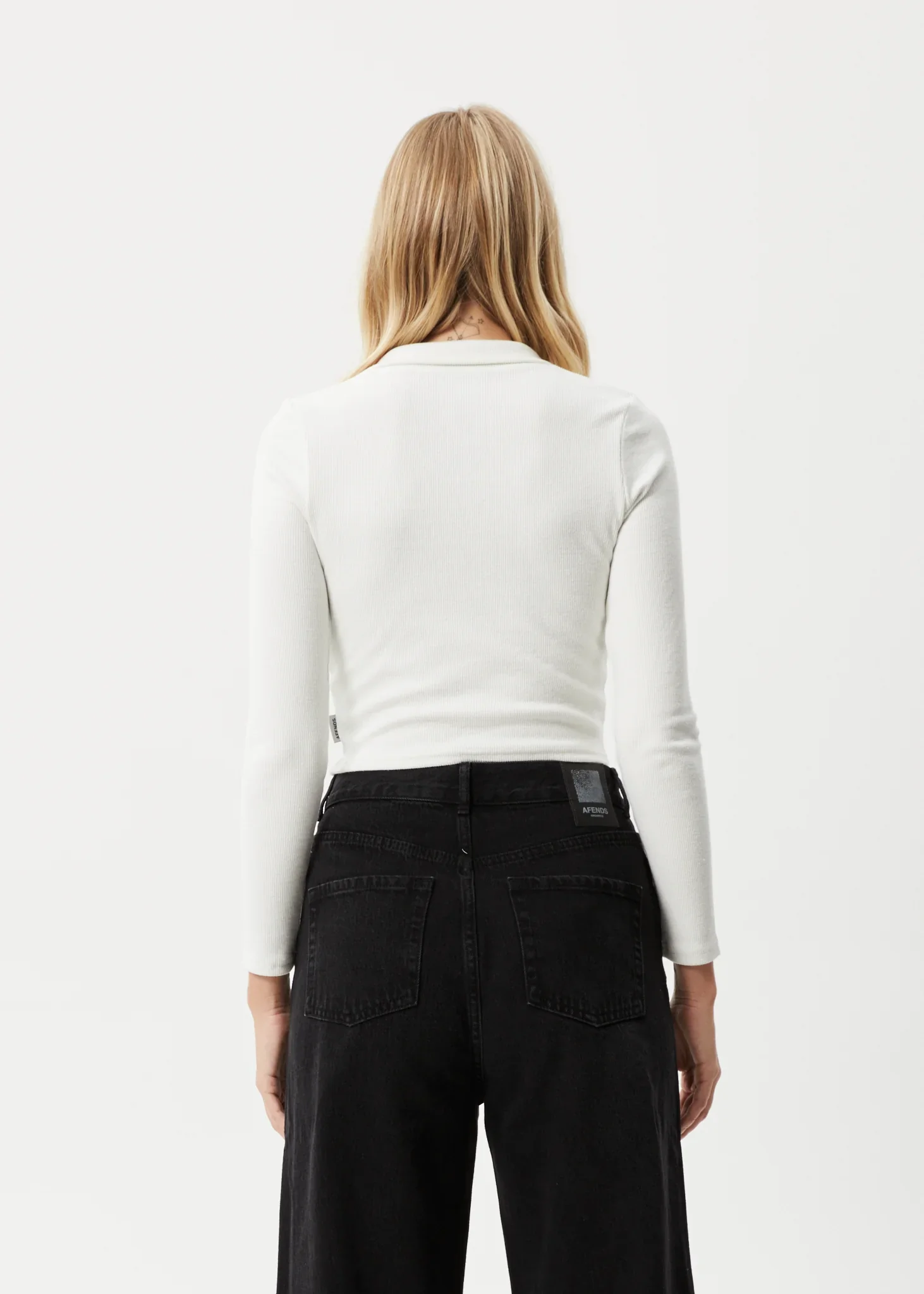 AFENDS Womens Eliza - Hemp Ribbed Long Sleeve Shirt - Off White - Image 6