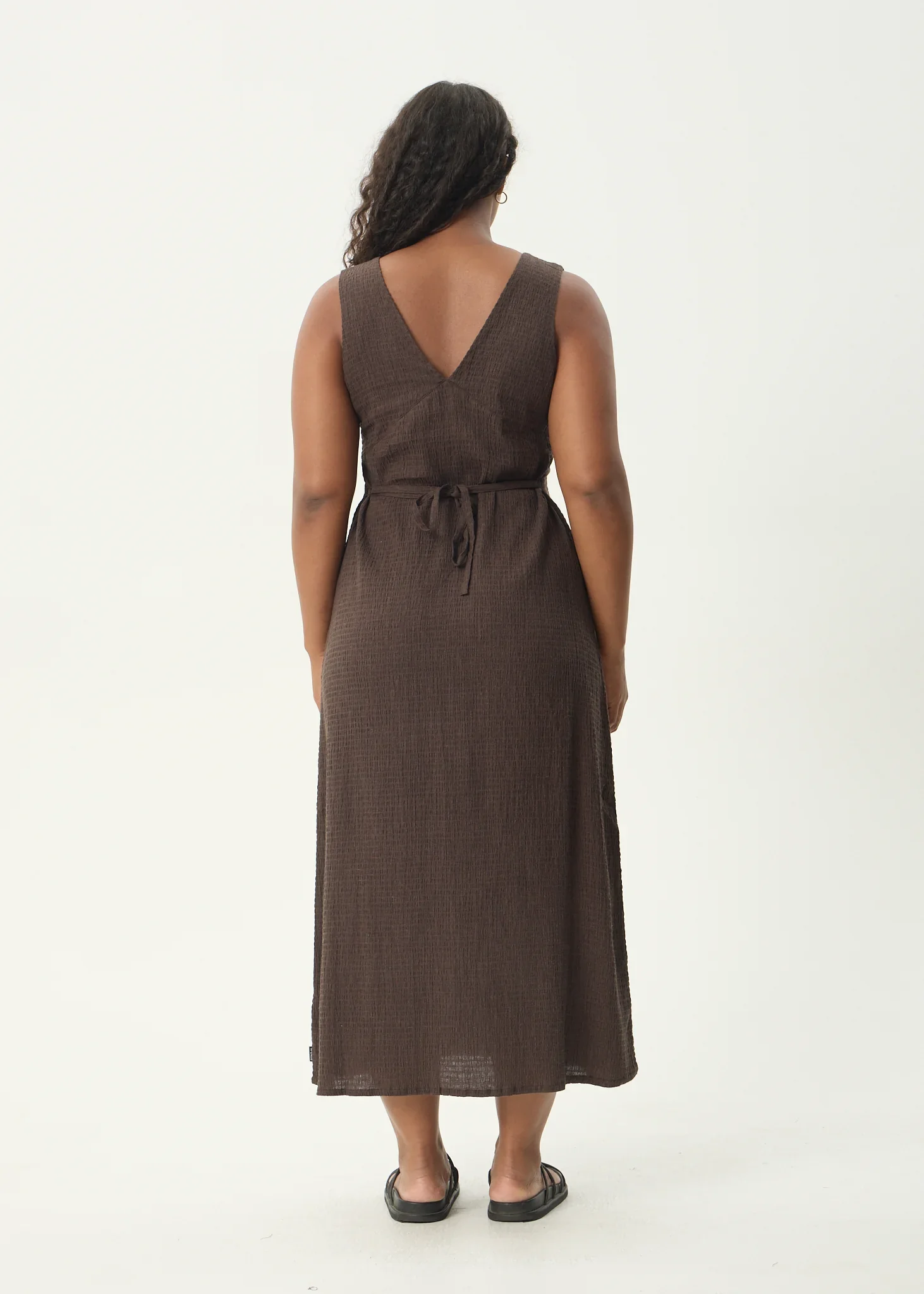 AFENDS Womens Focus Seersucker Maxi Dress in Coffee - Image 16