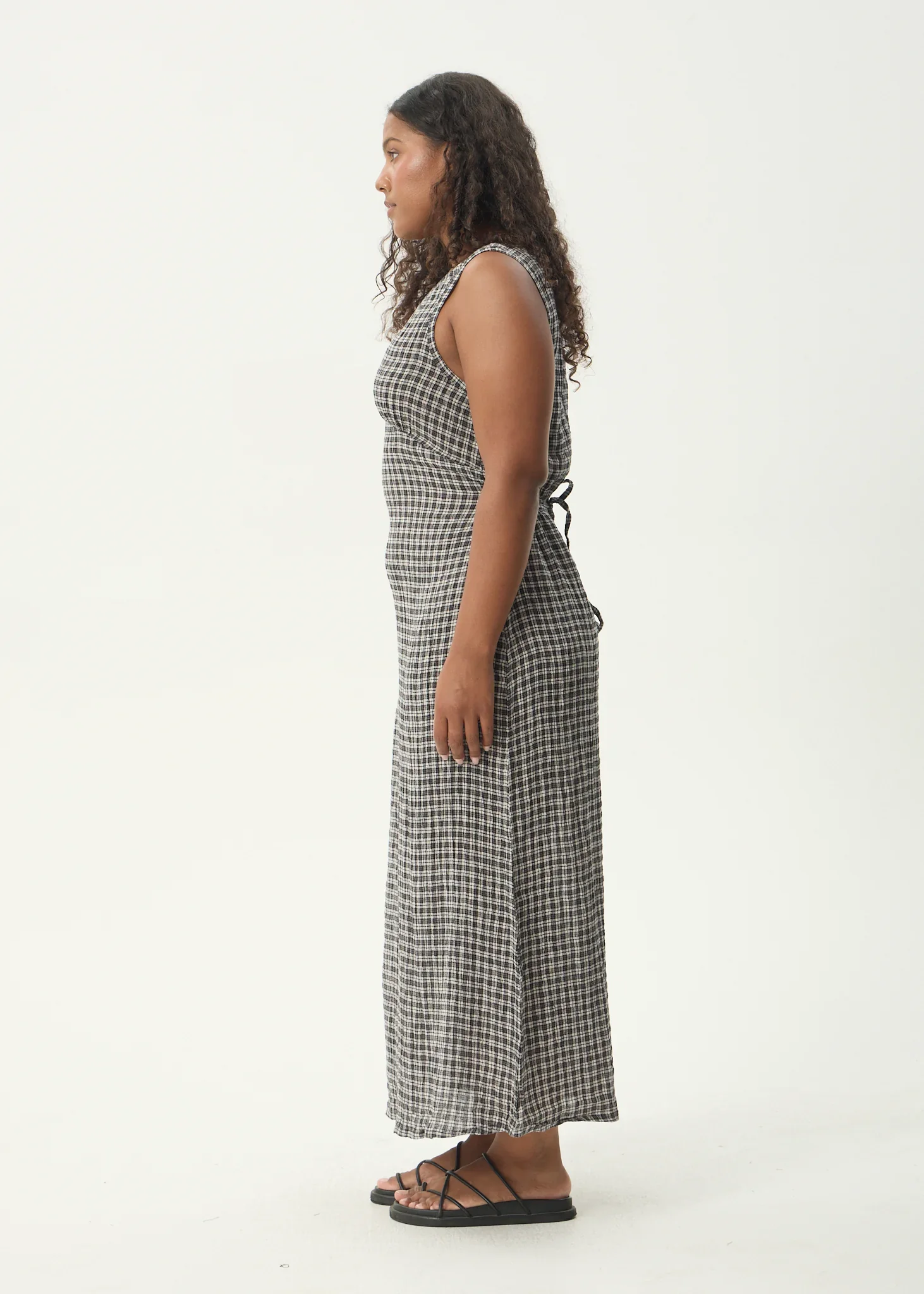 AFENDS Womens Focus Seersucker Maxi Dress in Coffee - Image 2