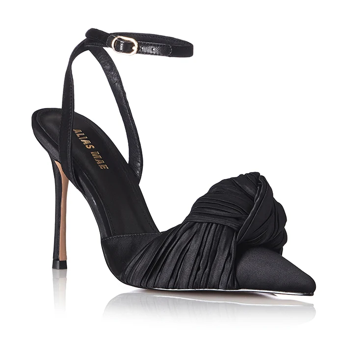 ALIAS MAE Womens Bonnie Heels Black Satin - Image 6
