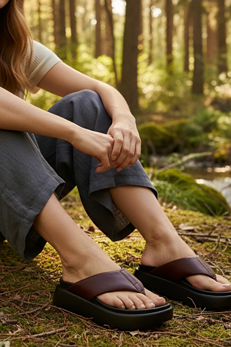 ALIAS MAE Womens Cullen Leather Sandals in Burgundy Oily Leather - Image 2