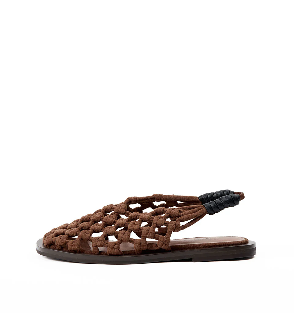 ALIAS MAE Womens Elki Sandal in Mocha Faux Suede - Image 3