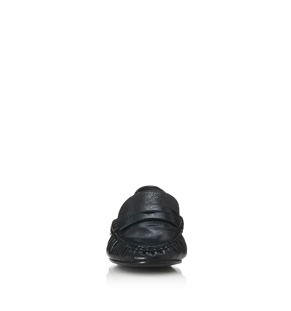 ALIAS MAE Womens Ivana Leather Loafer Shoes - Black Oily Leather - Image 3